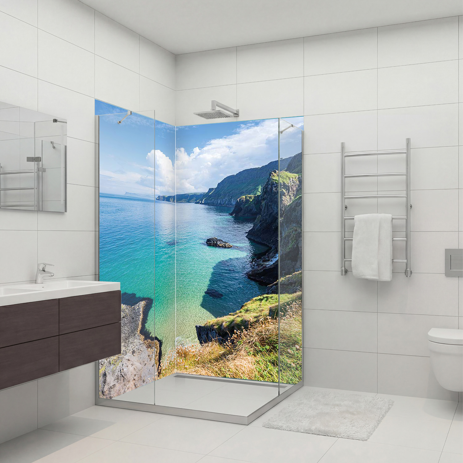 Duschrückwand mit Berg V6 Motiv