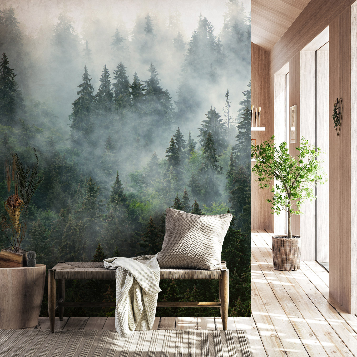 Wandverkleidung für den Flur mit Wald V1 Motiv  Wandverkleidung für den Flur mit Wald V1 Motiv