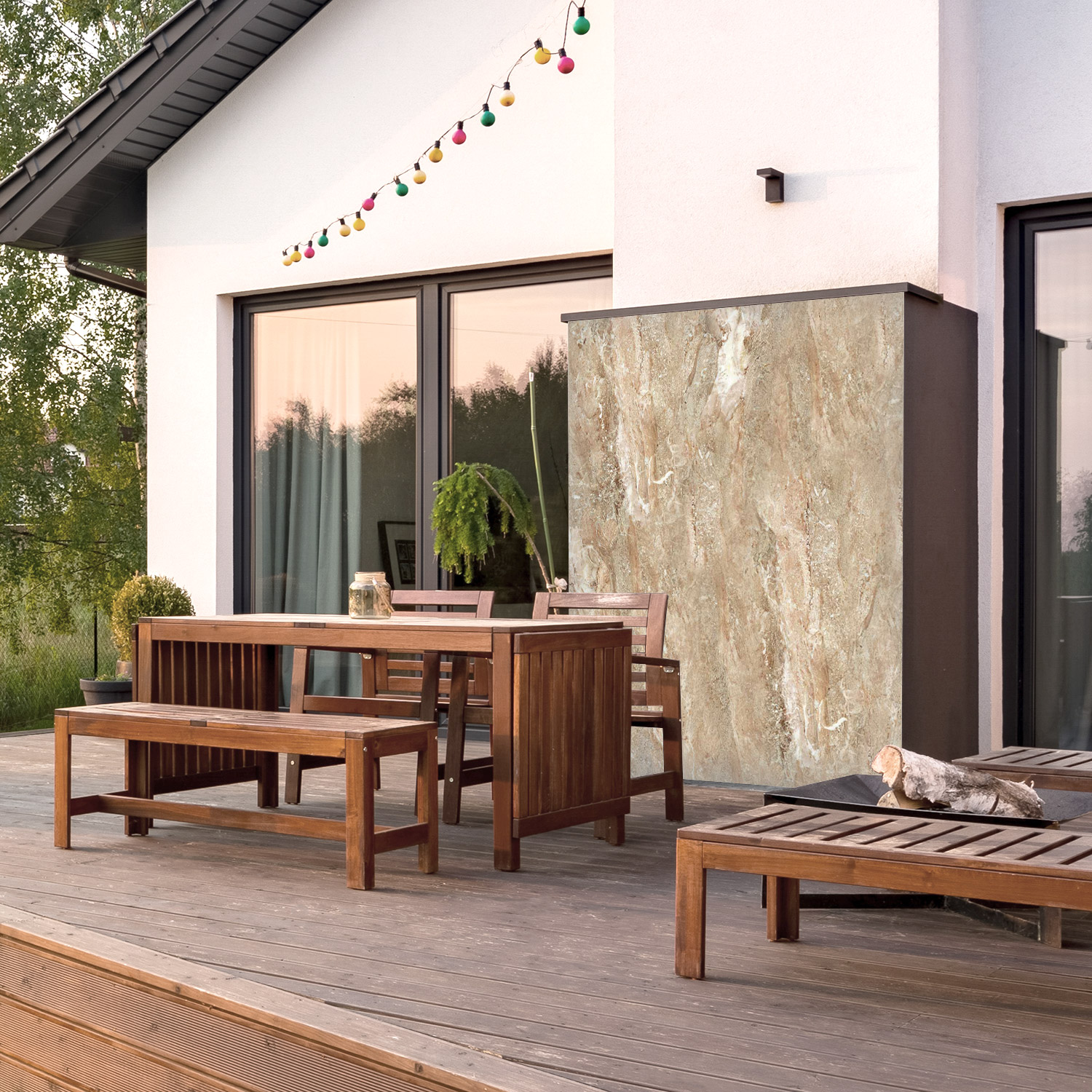 Wandverkleidung für den Outdoorbereich mit Marmor V3 Motiv Wandverkleidung für den Outdoorbereich mit Marmor V3 Motiv
