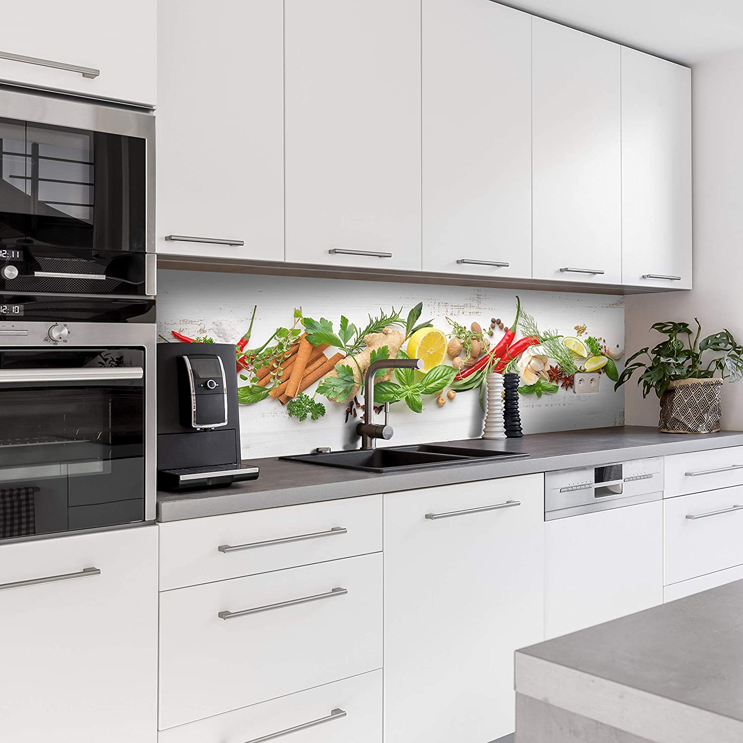 Küchenrückwand mit Obst & Gemüse V2 Motiv als Fliesenersatz und