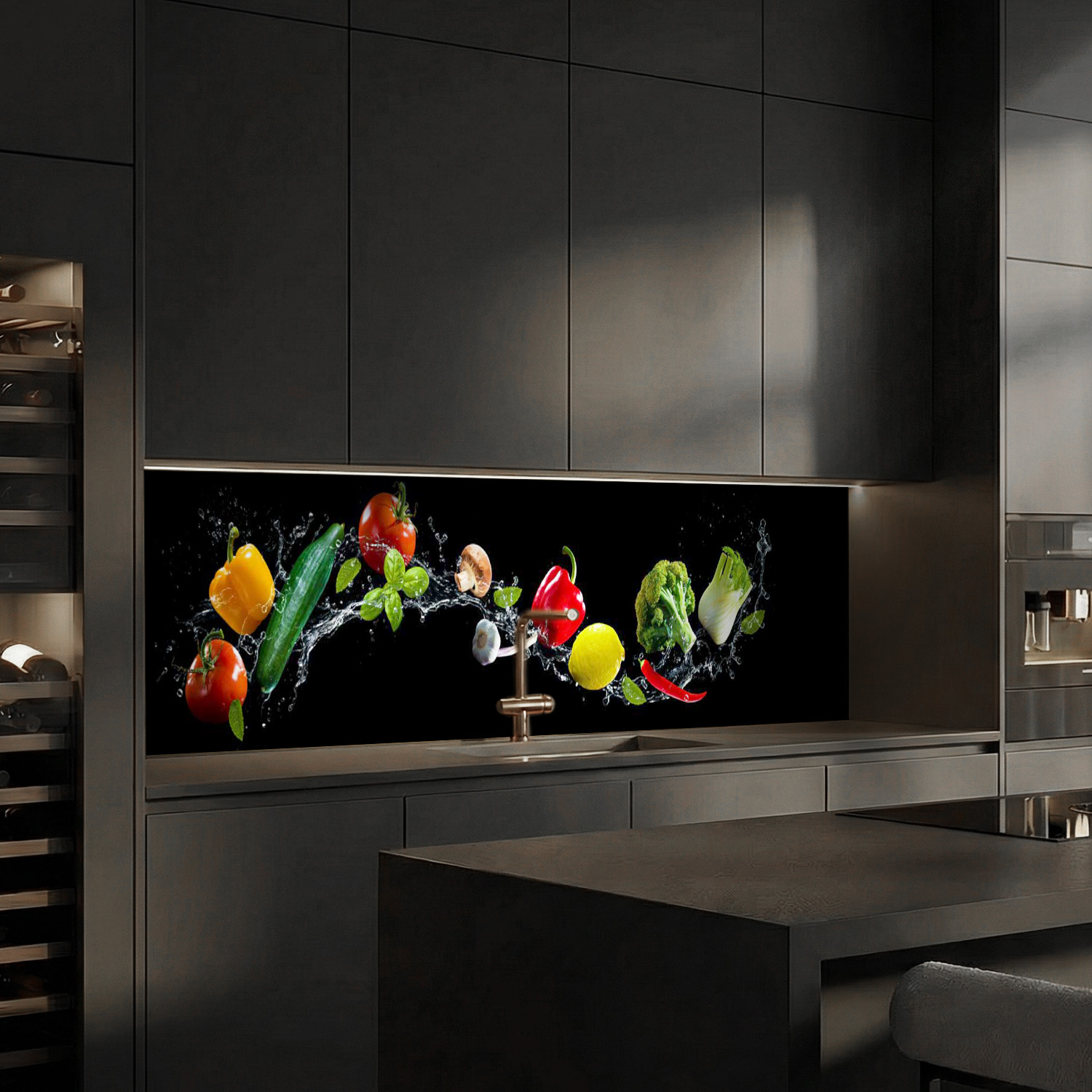 Küchenrückwand mit Obst & Gemüse V1 als Fliesenersatz und Spritzschutz