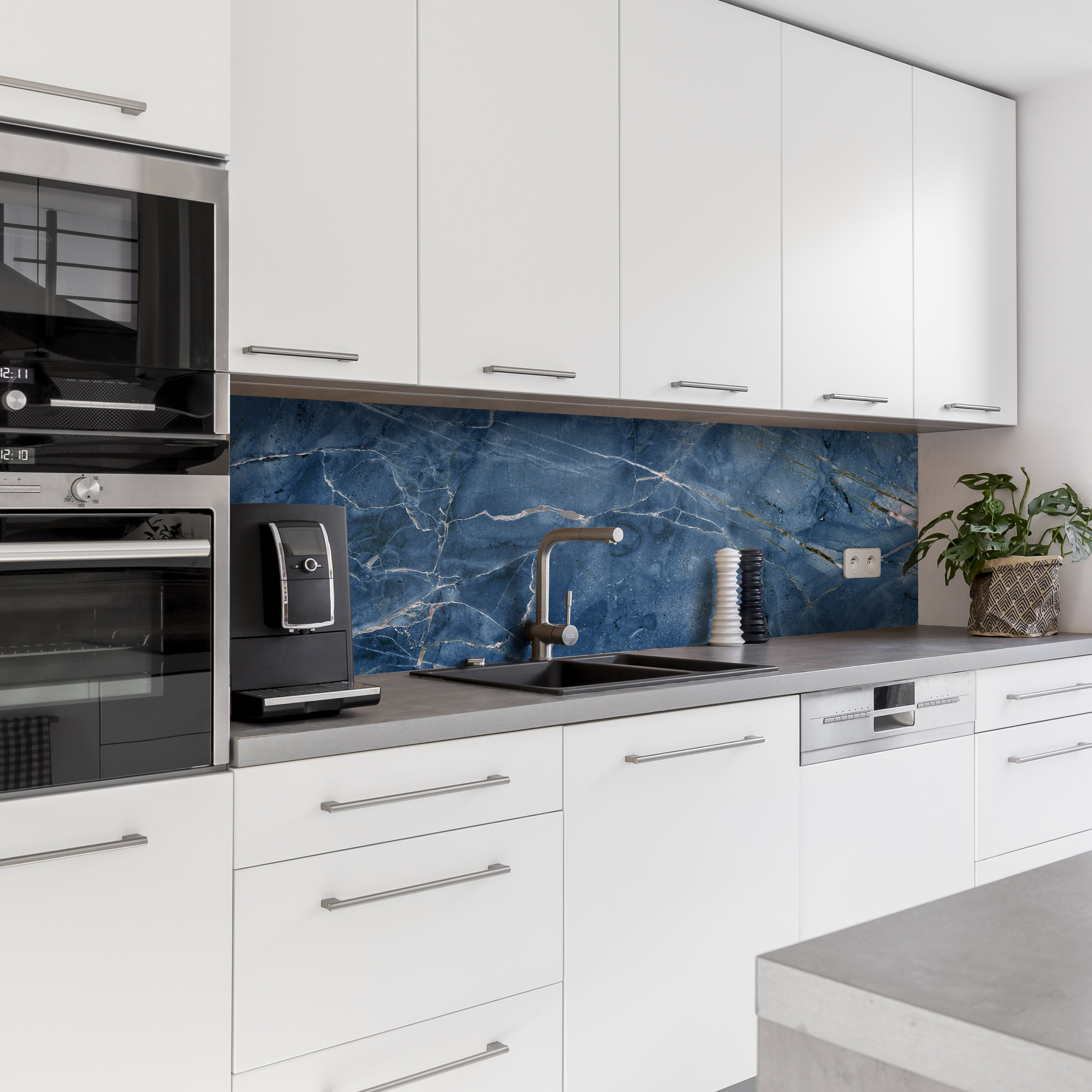 Küchenrückwand mit Marmor V6 Motiv als Fliesenersatz und Spritzschutz