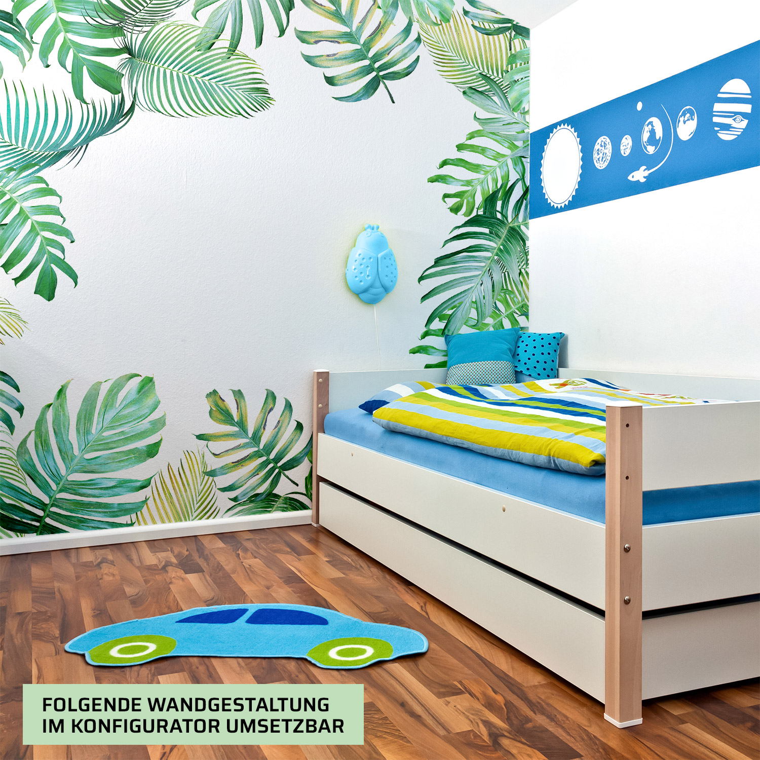 Wandverkleidung für das Kinderzimmer mit Tropical V1 Motiv