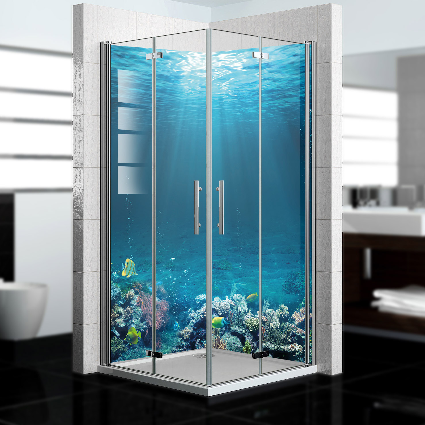 Duschrückwand mit Ozean V9 Motiv, als Badrückwand zum Fliesenersatz Duschrückwand mit Ozean V9 Motiv, als Badrückwand zum Fliesenersatz