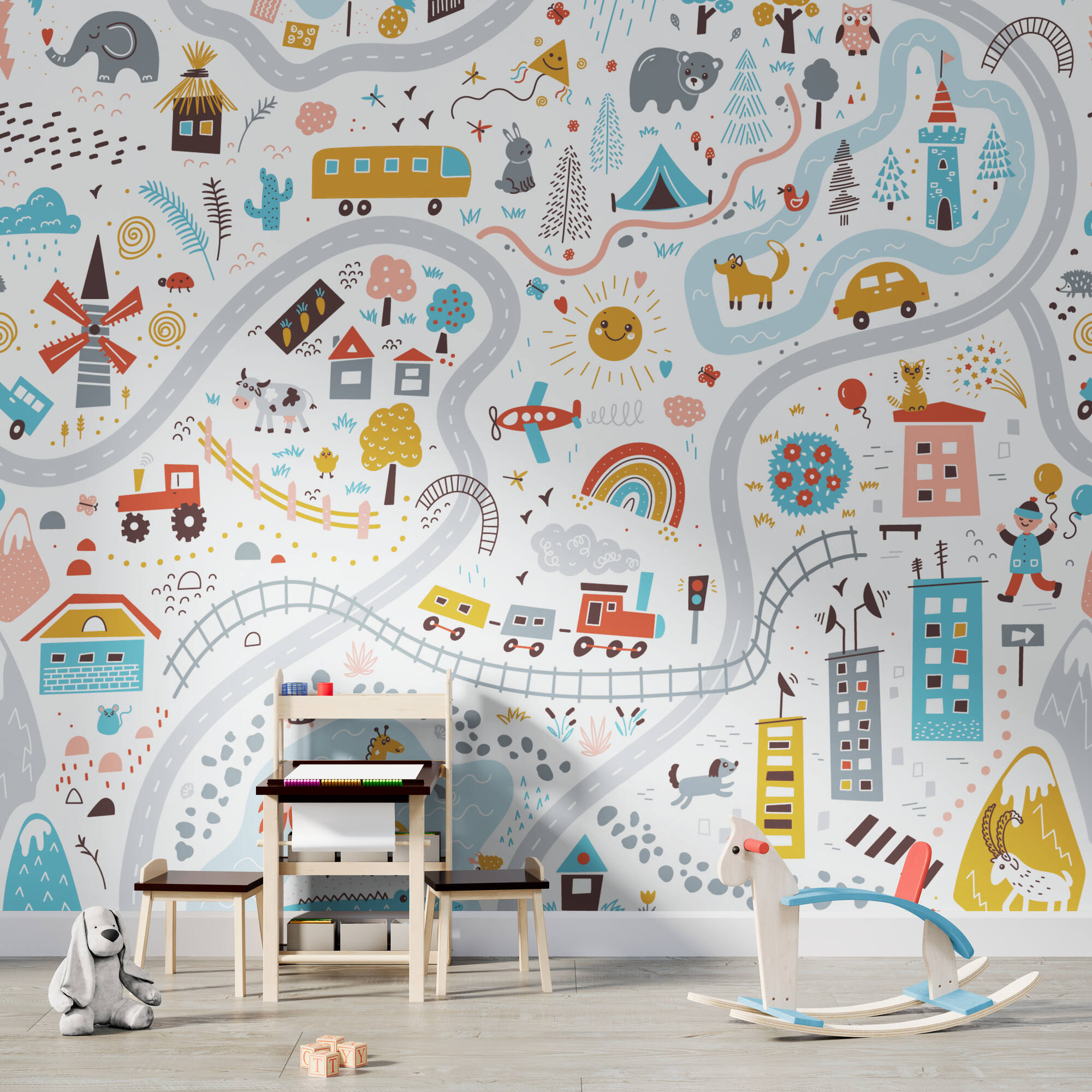 Wandverkleidung für das Kinderzimmer mit Kinder V3 Motiv