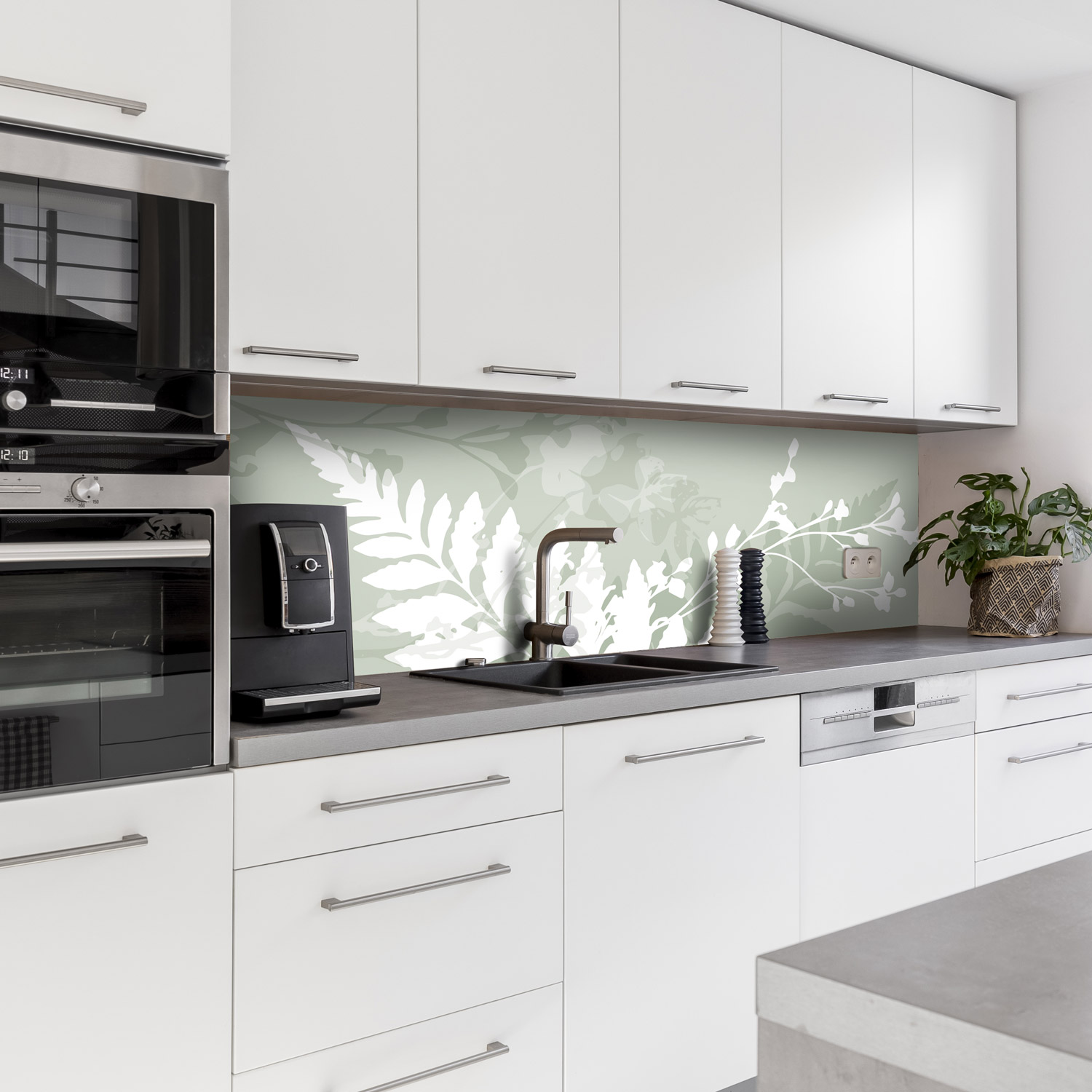 Küchenrückwand mit Kunst V6 Motiv als Fliesenersatz und Spritzschutz