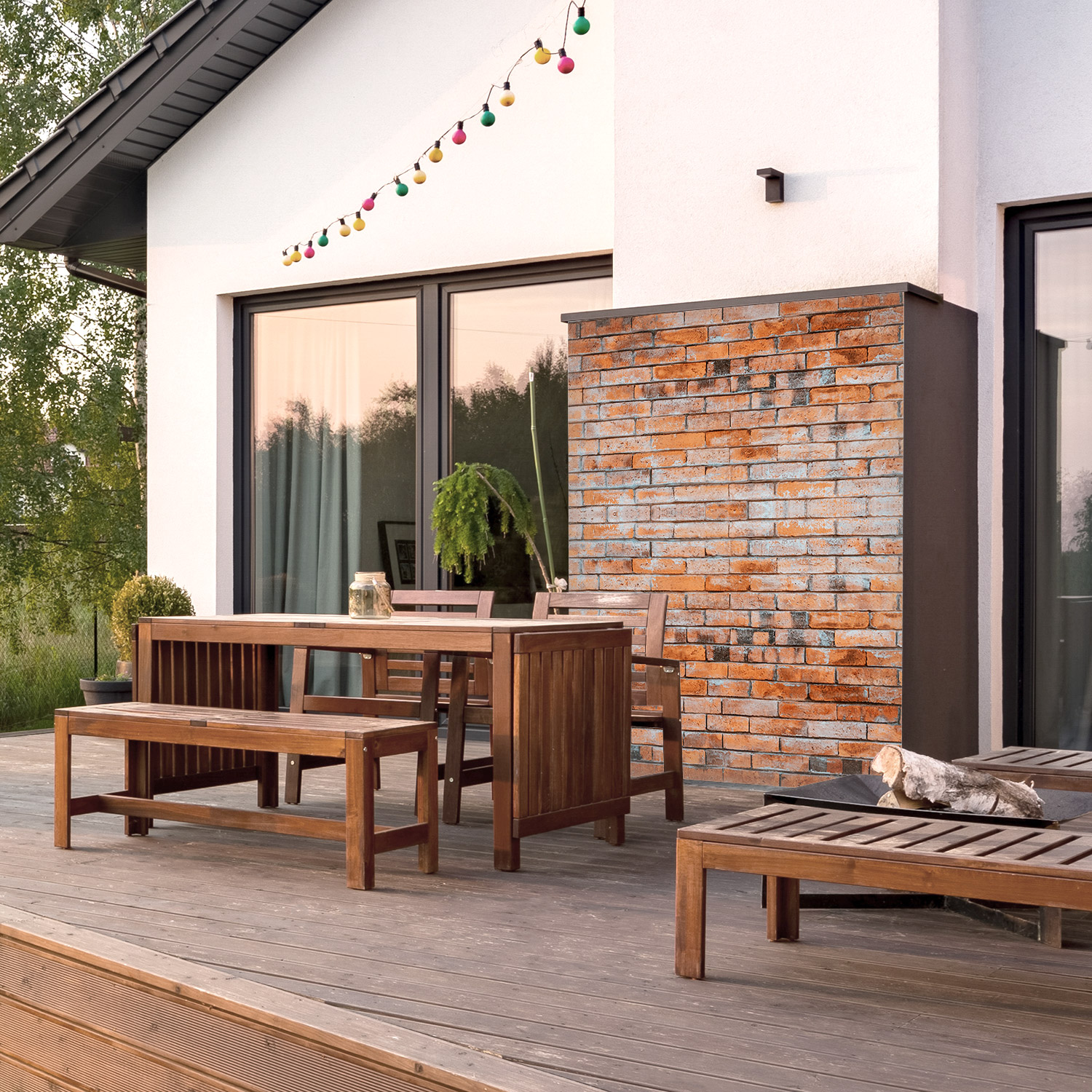 Wandverkleidung für den Outdoorbereich mit Ziegelsteine V1 Motiv Wandverkleidung für den Outdoorbereich mit Ziegelsteine V1 Motiv