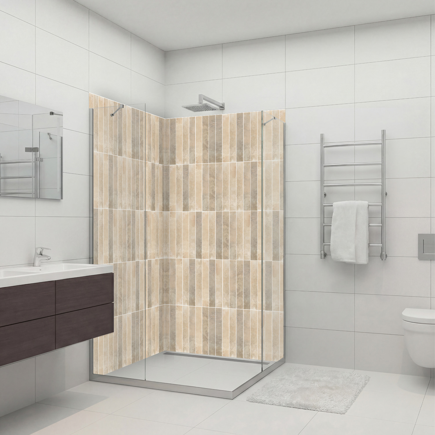 Duschrückwand mit Fliesen V6 Motiv, als Badrückwand zum Fliesenersatz