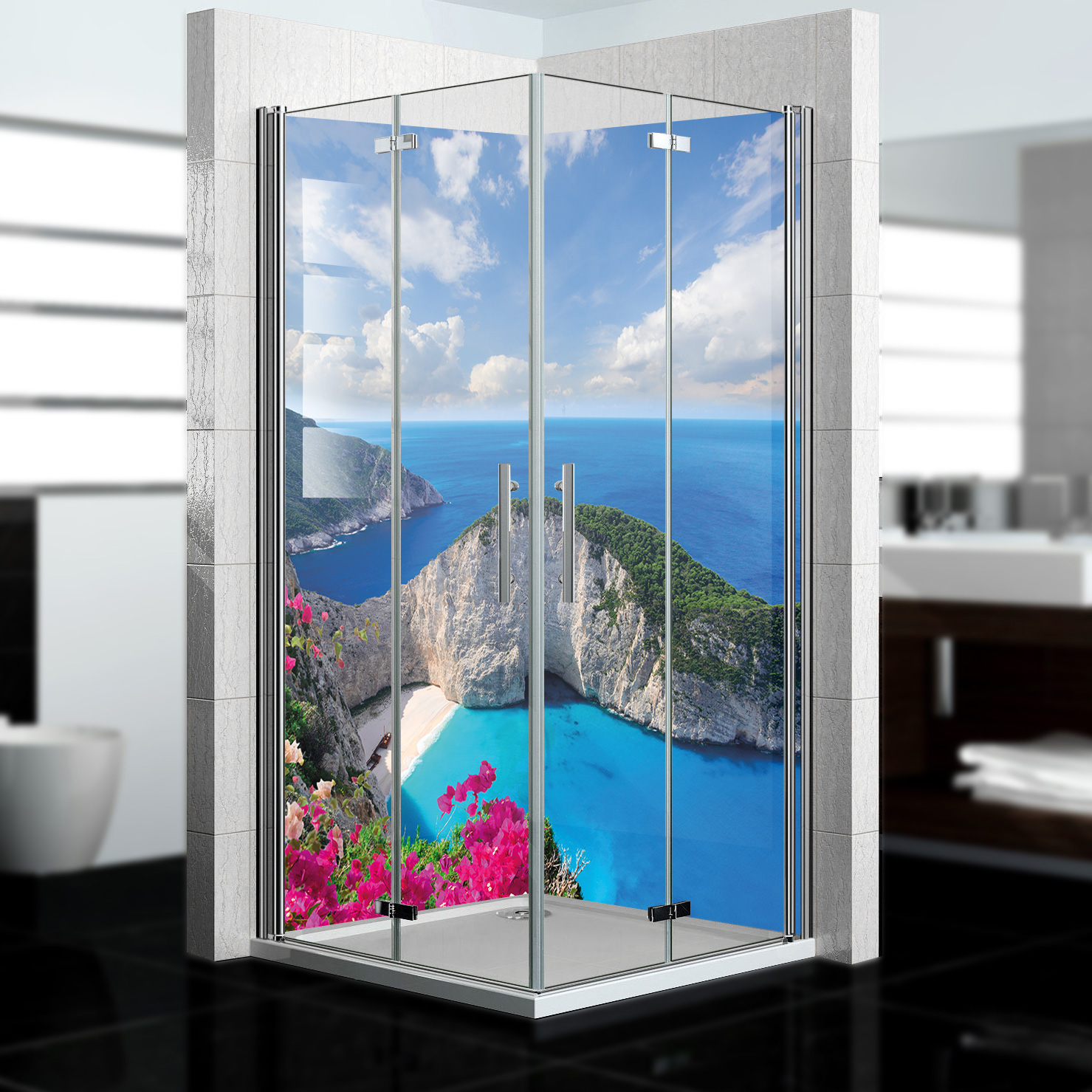 Duschrückwand mit Strand V10 Motiv, als Badrückwand zum Fliesenersatz Duschrückwand mit Strand V10 Motiv, als Badrückwand zum Fliesenersatz