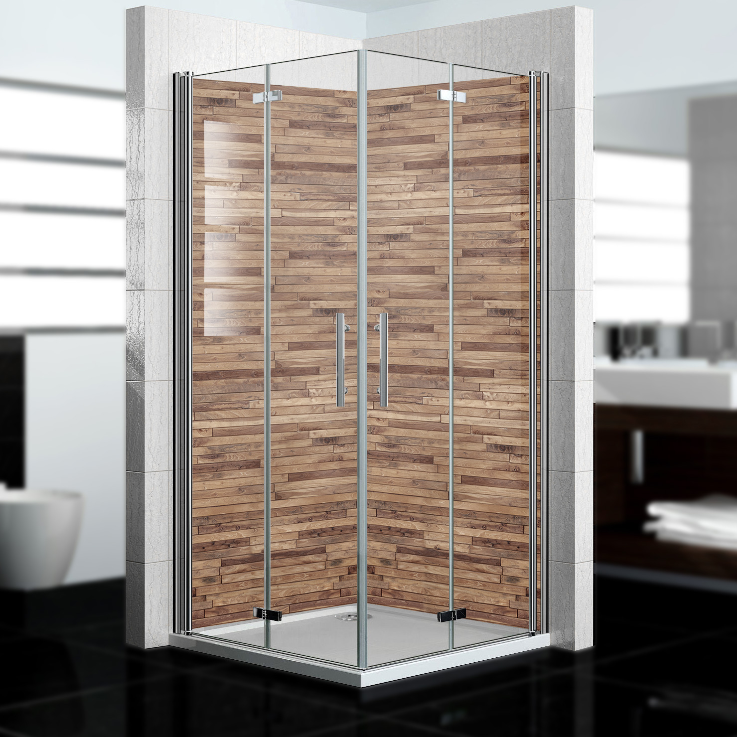 Duschrückwand mit Holz V3 Motiv, als Badrückwand zum Fliesenersatz  Duschrückwand mit Holz V3 Motiv, als Badrückwand zum Fliesenersatz