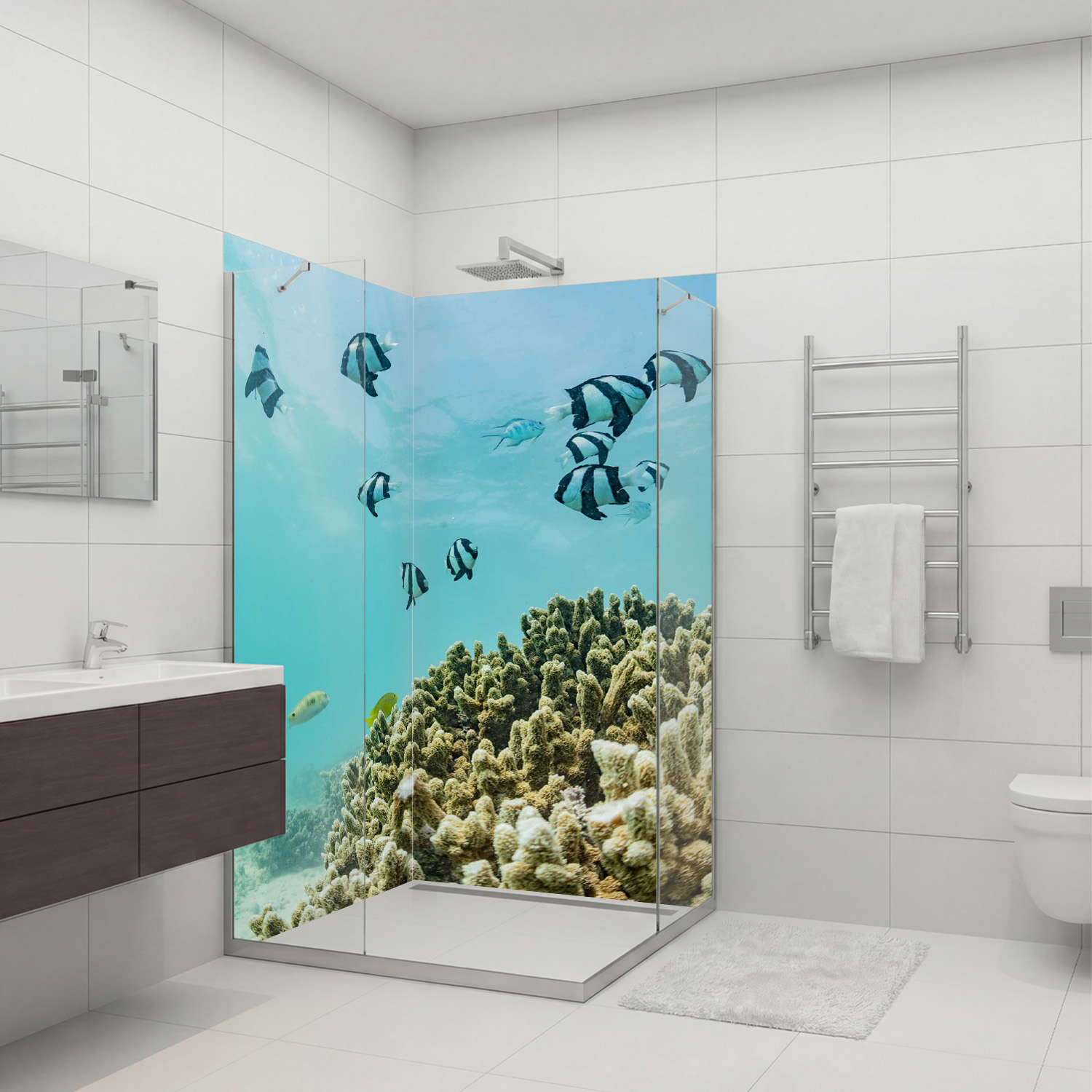 Duschrückwand mit Ozean V4 Motiv, als Badrückwand zum Fliesenersatz