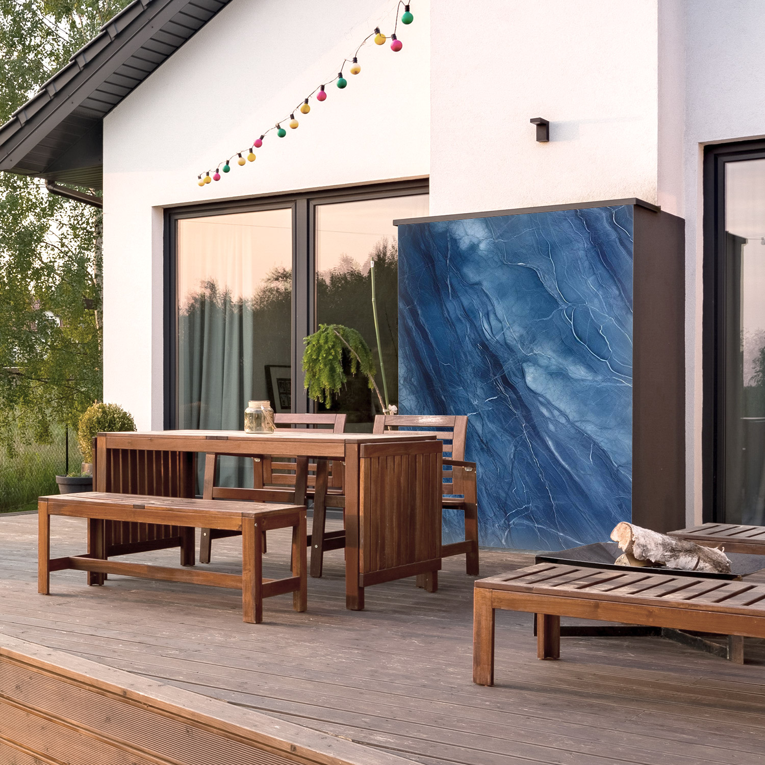 Wandverkleidung für den Outdoorbereich mit Marmor V22 Motiv