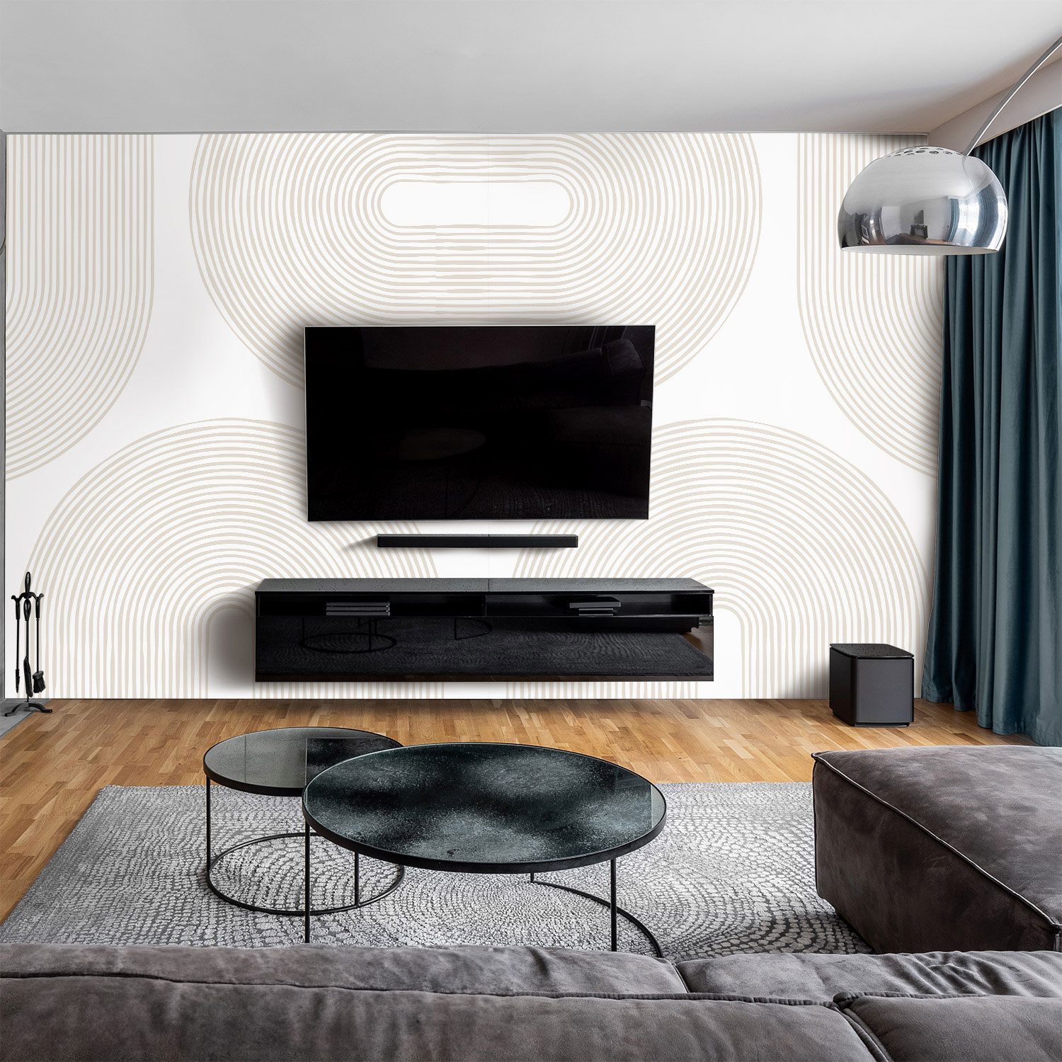 Wandverkleidung für das Wohnzimmer mit Abstrakt V8 Motiv