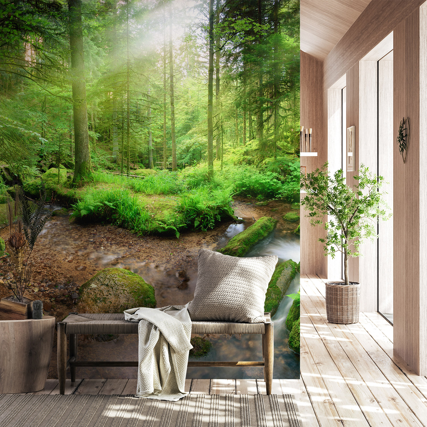 Wandverkleidung für den Flur mit Wald V3 Motiv Wandverkleidung für den Flur mit Wald V3 Motiv