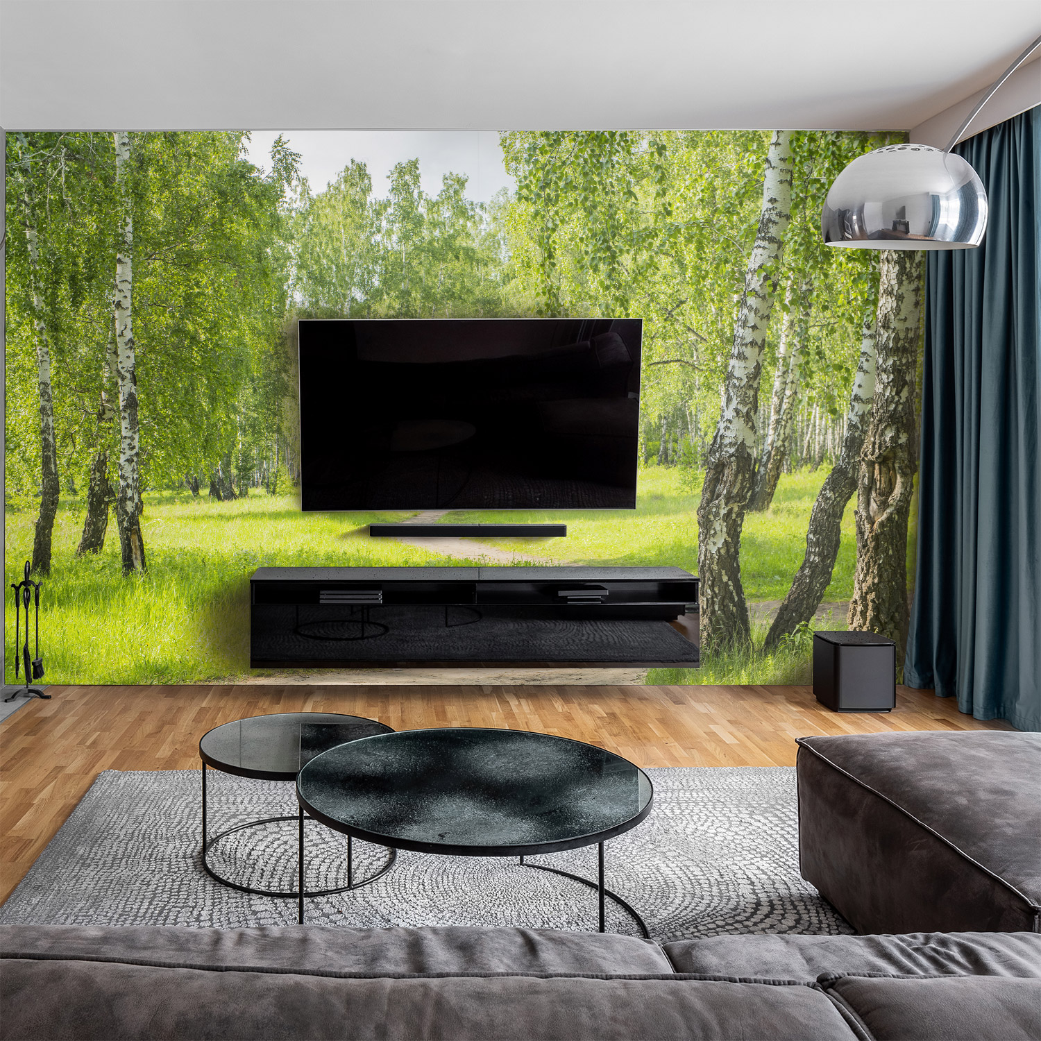 Wandverkleidung für das Wohnzimmer mit Wald V2 Motiv Wandverkleidung für das Wohnzimmer mit Wald V2 Motiv