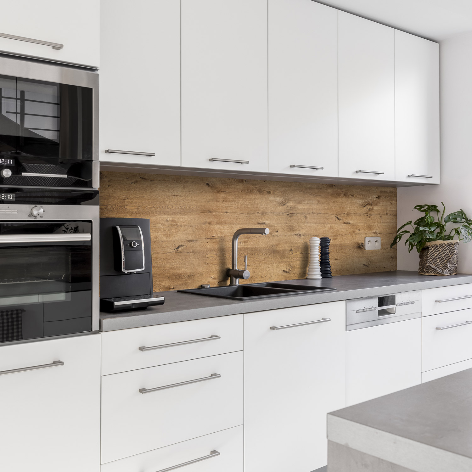 Küchenrückwand mit Holz V5 Motiv als Fliesenersatz und Spritzschutz
