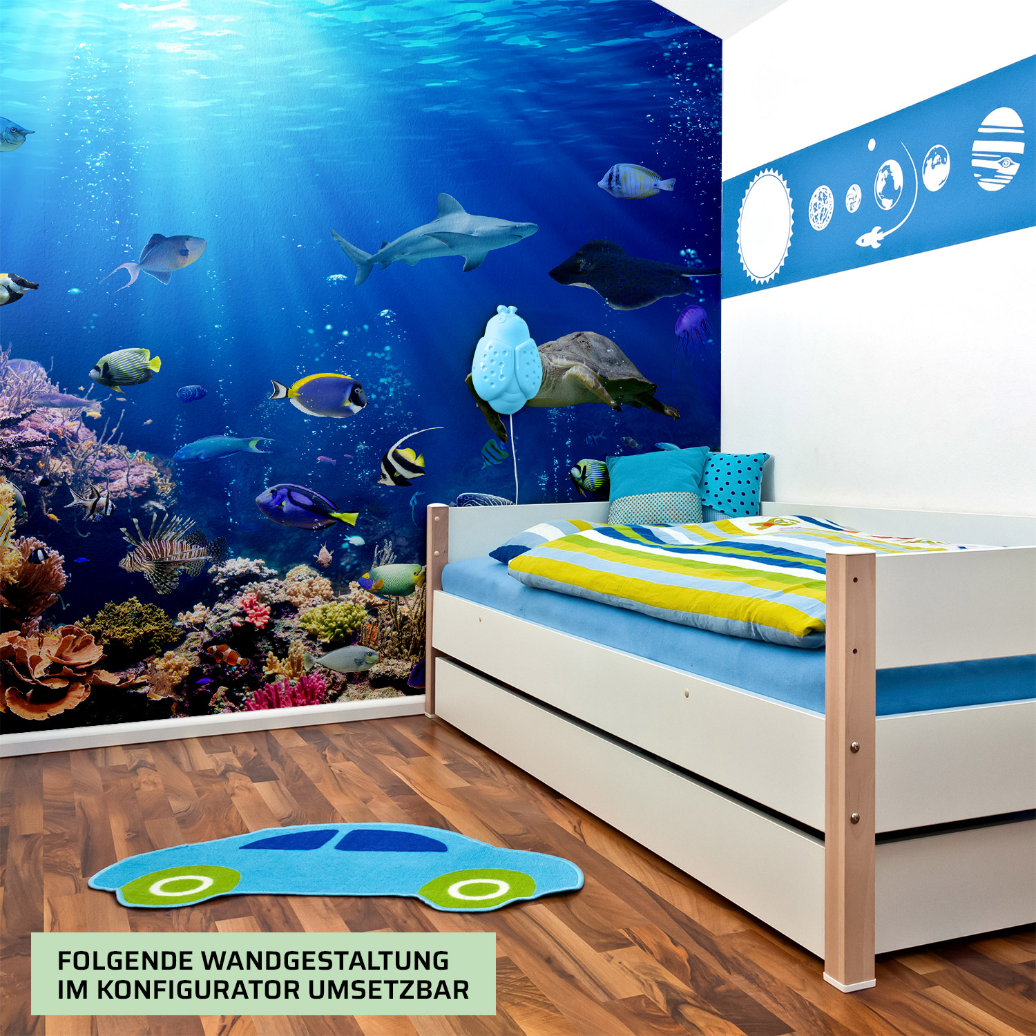 Wandverkleidung für das Kinderzimmer mit Ozean V2 Motiv