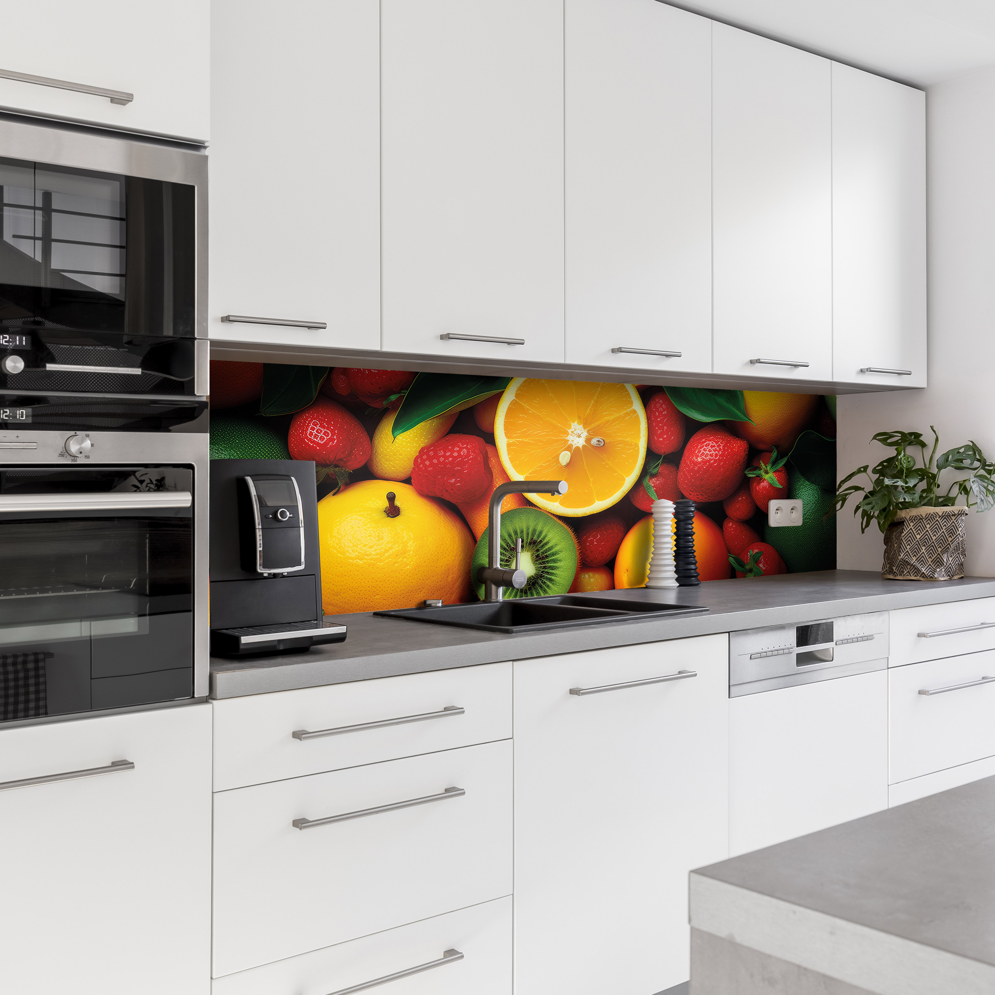 Küchenrückwand mit Obst & Gemüse V6  Motiv als Fliesenersatz und Spritzschutz  Küchenrückwand mit Obst & Gemüse V6  Motiv als Fliesenersatz und Spritzschutz