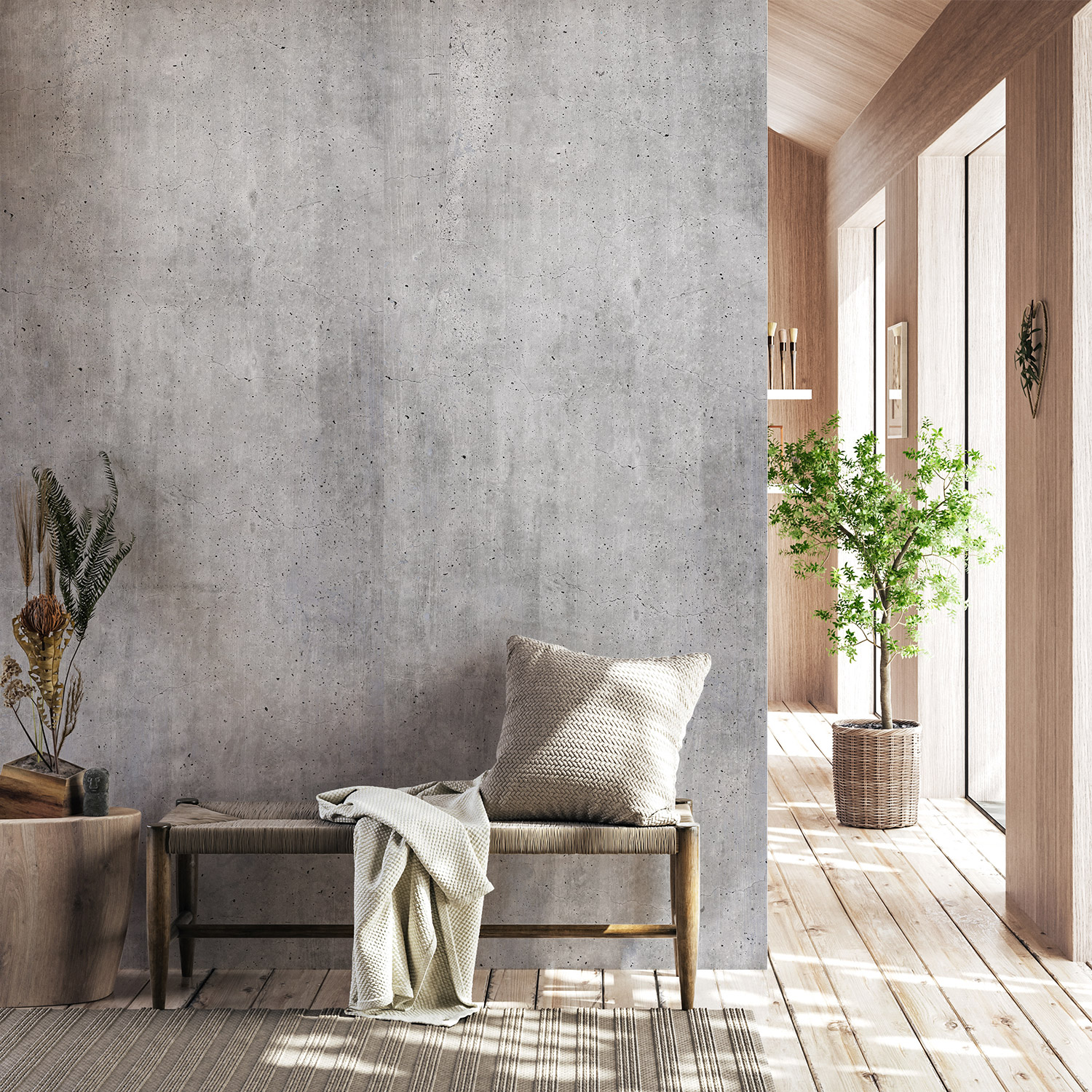 Wandverkleidung für den Flur mit Beton V1 Motiv Wandverkleidung für den Flur mit Beton V1 Motiv
