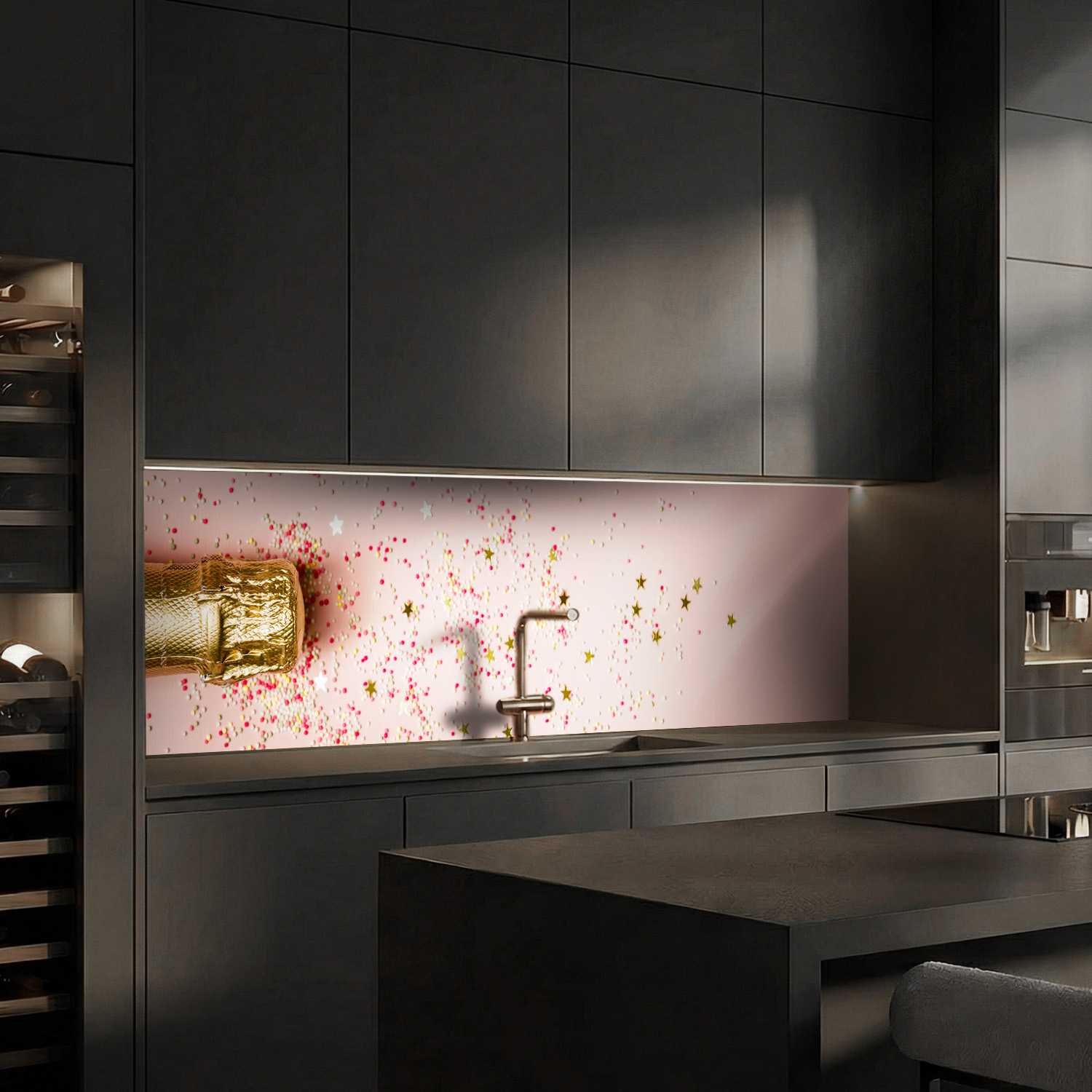 Küchenrückwand mit Cheers V1  Motiv als Fliesenersatz und Spritzschutz
