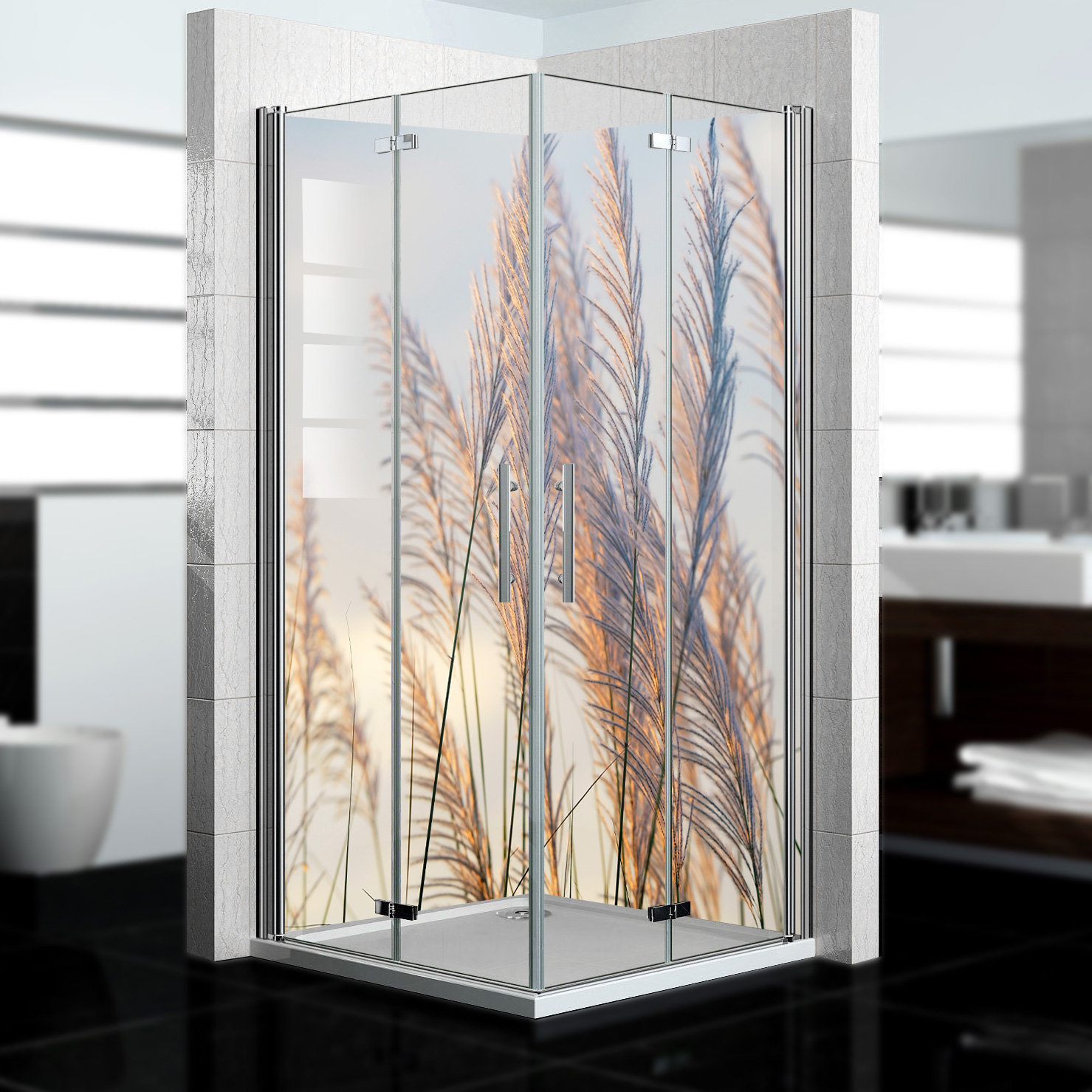 Duschrückwand mit Dünengras V6 Motiv, als Badrückwand zum Fliesenersatz Duschrückwand mit Dünengras V6 Motiv, als Badrückwand zum Fliesenersatz