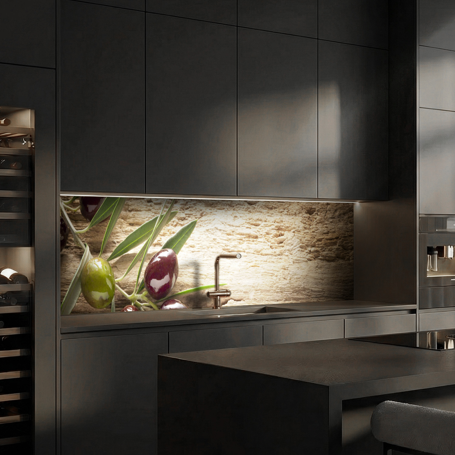 Küchenrückwand mit Obst & Gemüse V5  Motiv als Fliesenersatz und Spritzschutz