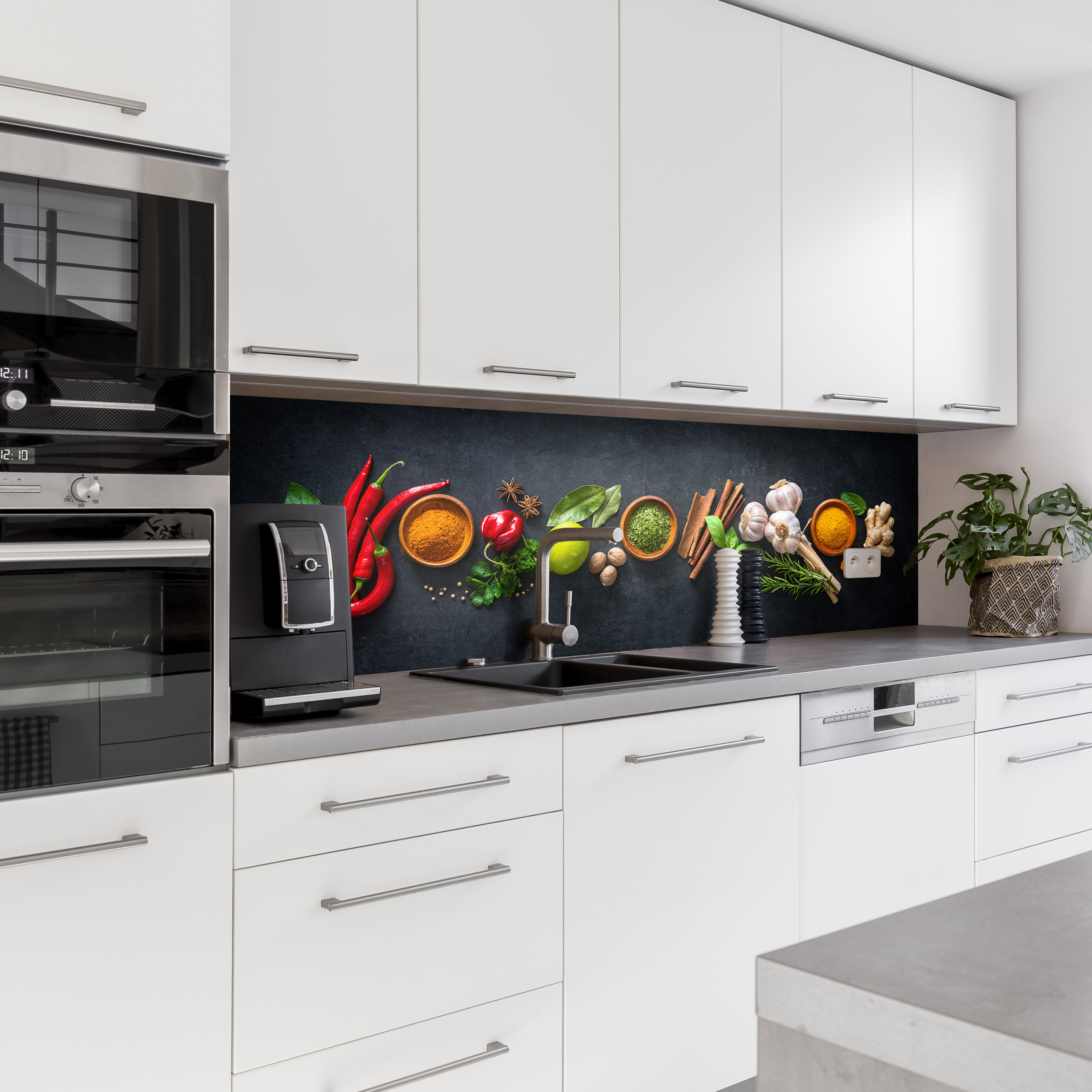 Küchenrückwand mit Gewürze V2 Motiv als Fliesenersatz und Spritzschutz