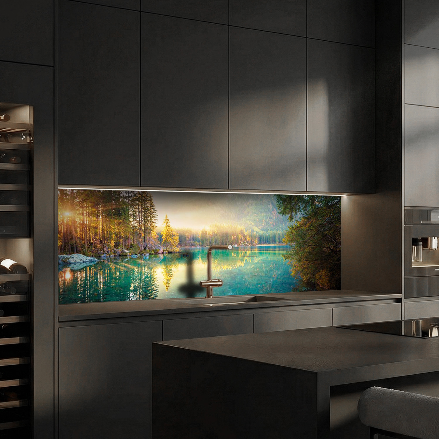 Küchenrückwand mit Berg V2 Motiv als Fliesenersatz und Spritzschutz