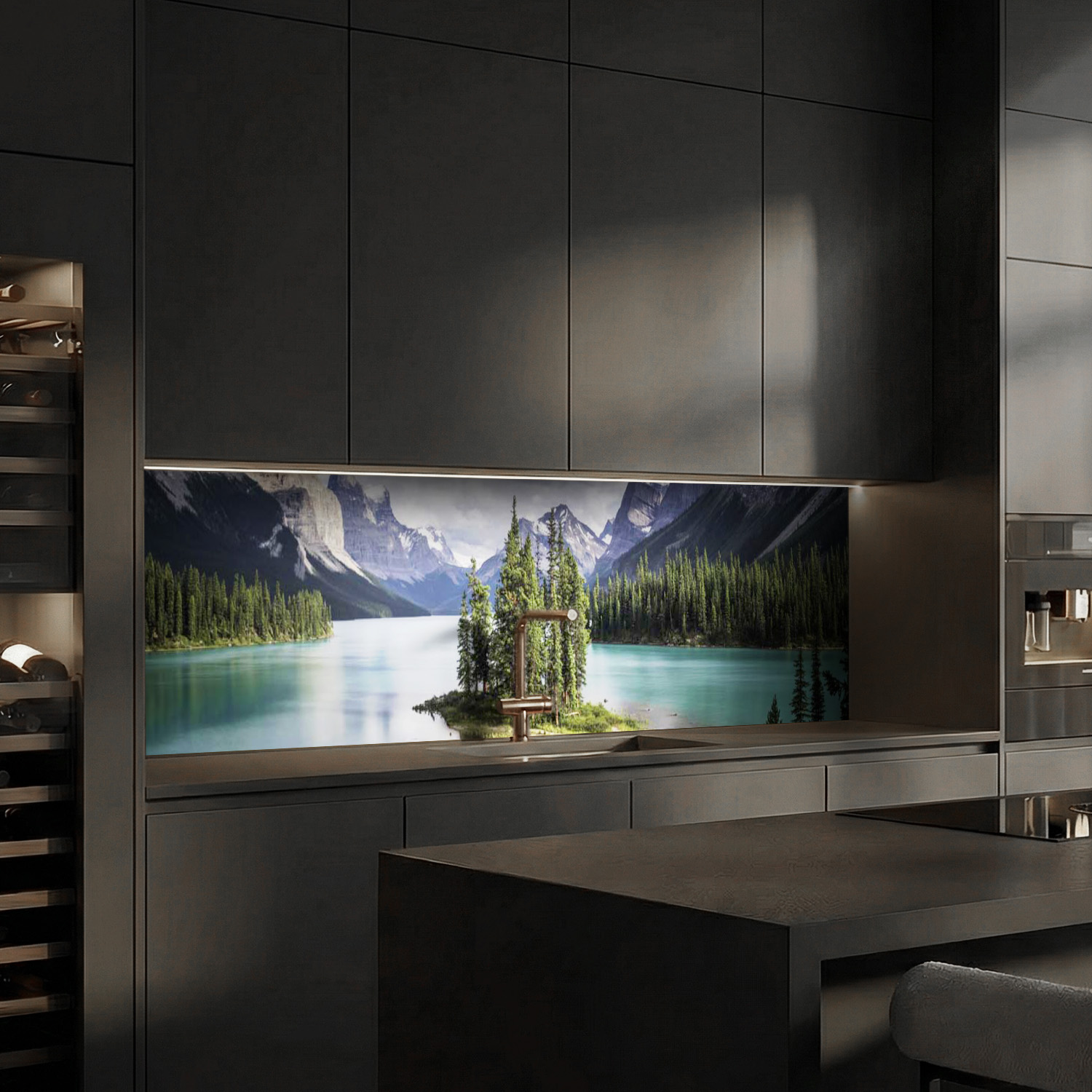 Küchenrückwand mit Berg V1 Motiv als Fliesenersatz und Spritzschutz