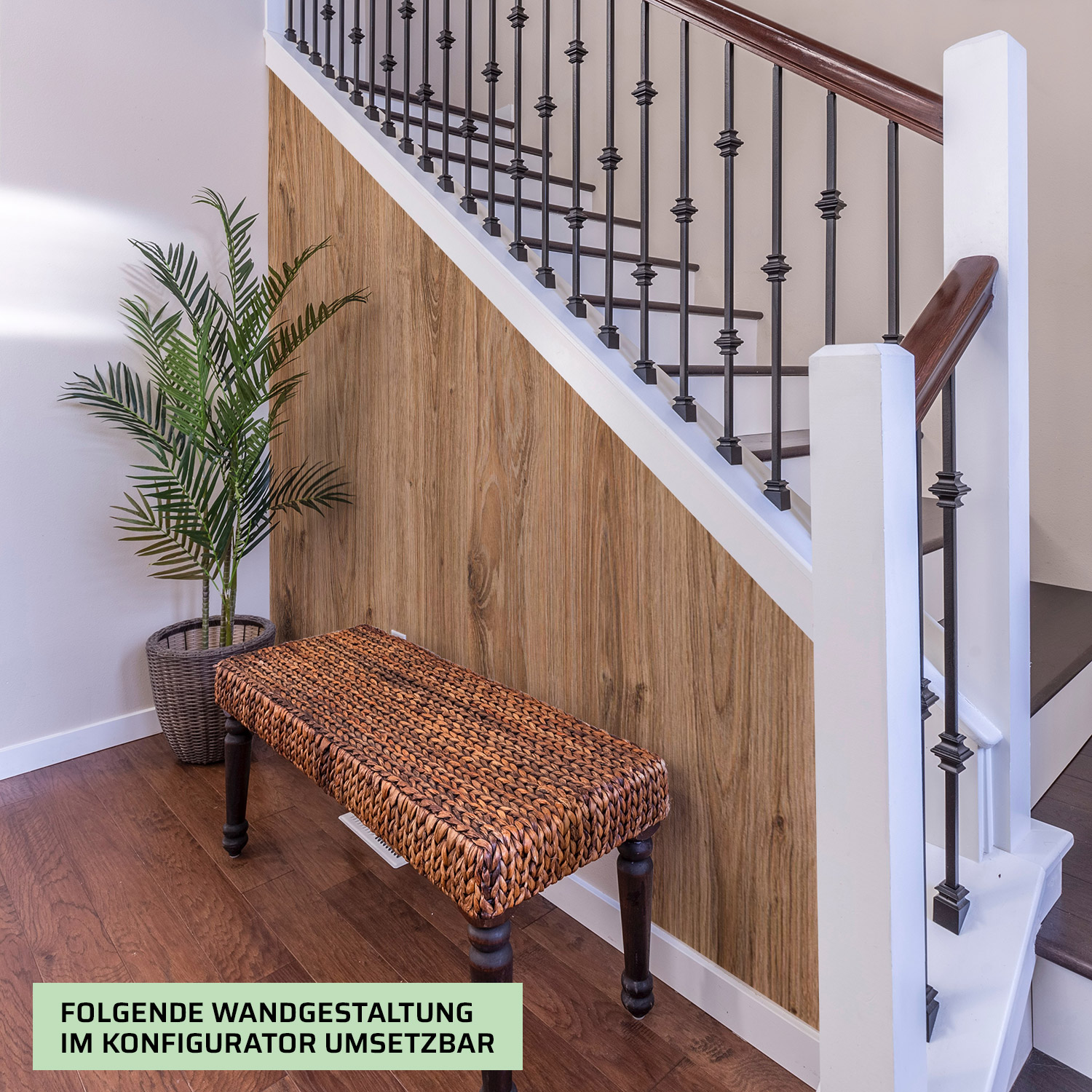 Wandverkleidung und Dekowand für Foyer/Flur mit Holz V1 Motiv