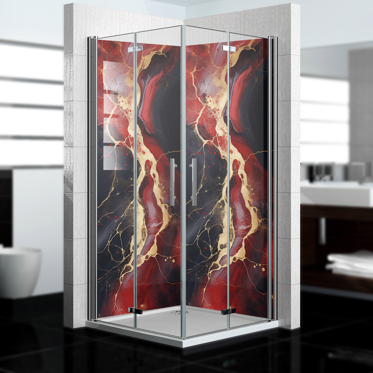 Duschrückwand mit Marmor V23 Motiv, als Badrückwand zum Fliesenersatz  Duschrückwand mit Marmor V23 Motiv, als Badrückwand zum Fliesenersatz