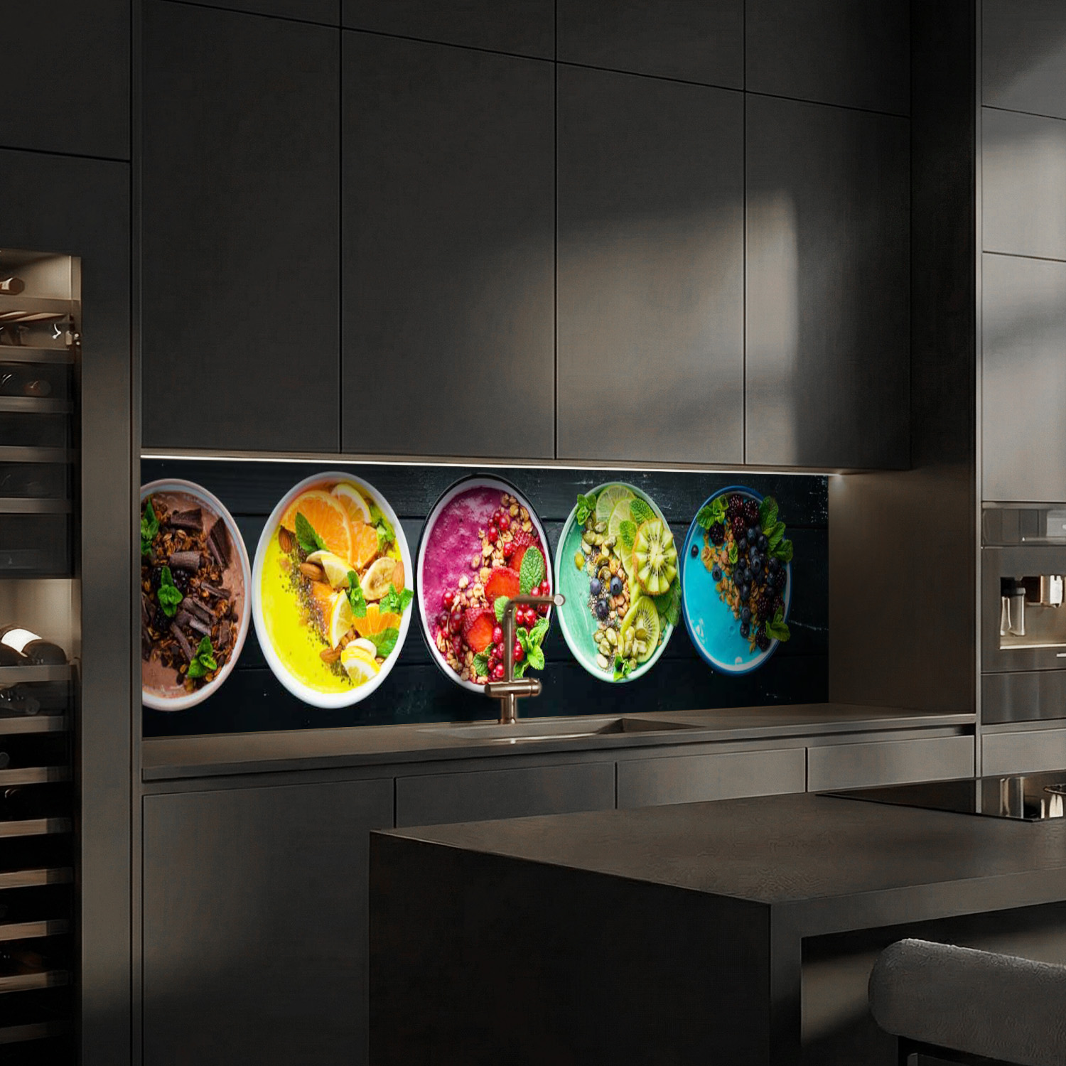 Küchenrückwand mit Obst & Gemüse V4 Motiv als Fliesenersatz und Spritzschutz