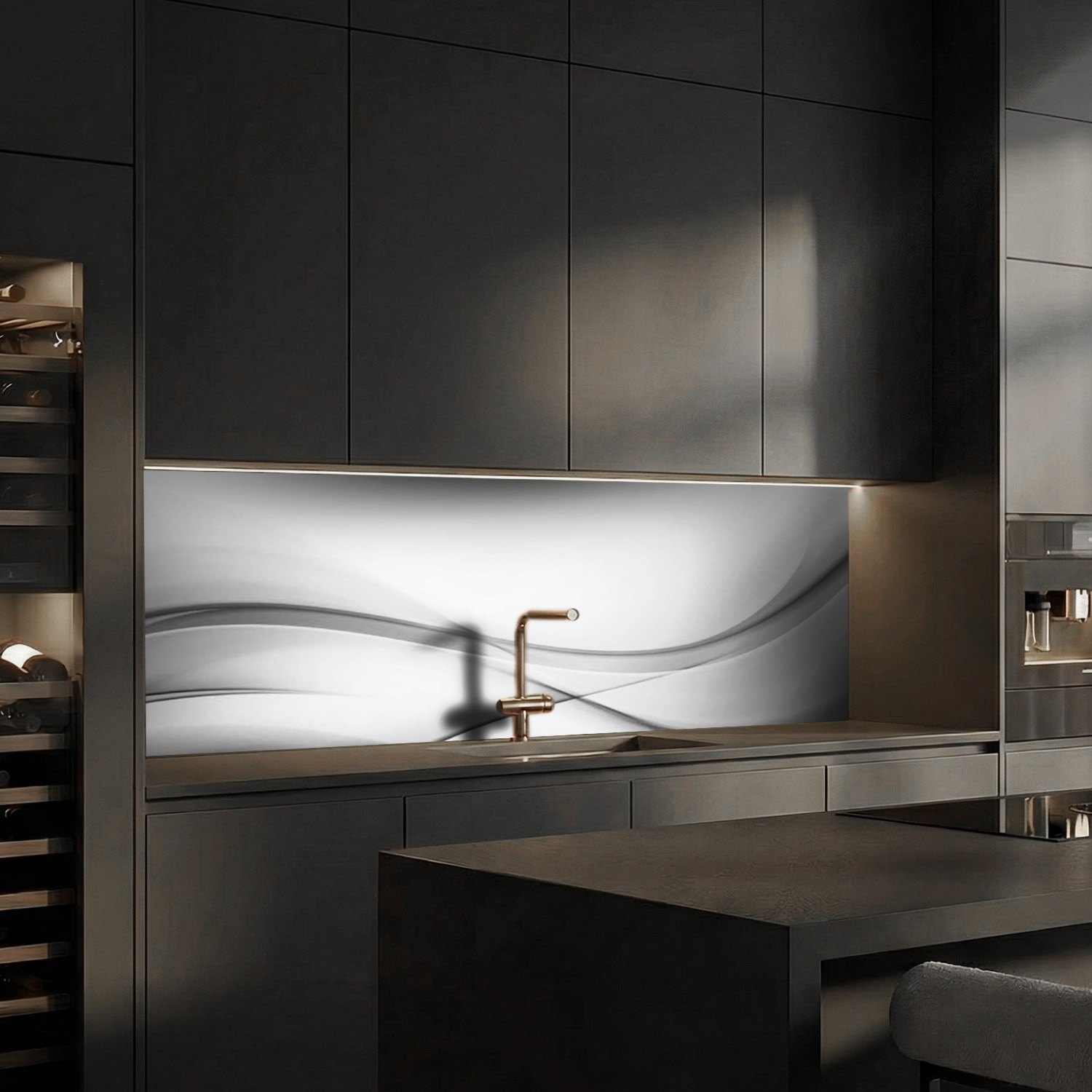 Küchenrückwand mit Abstrakt V3 Motiv als Fliesenersatz und Spritzschutz