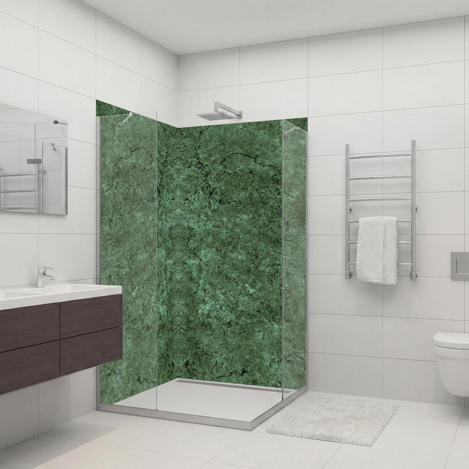 Duschrückwand mit Marmor V14 Motiv, als Badrückwand zum Fliesenersatz