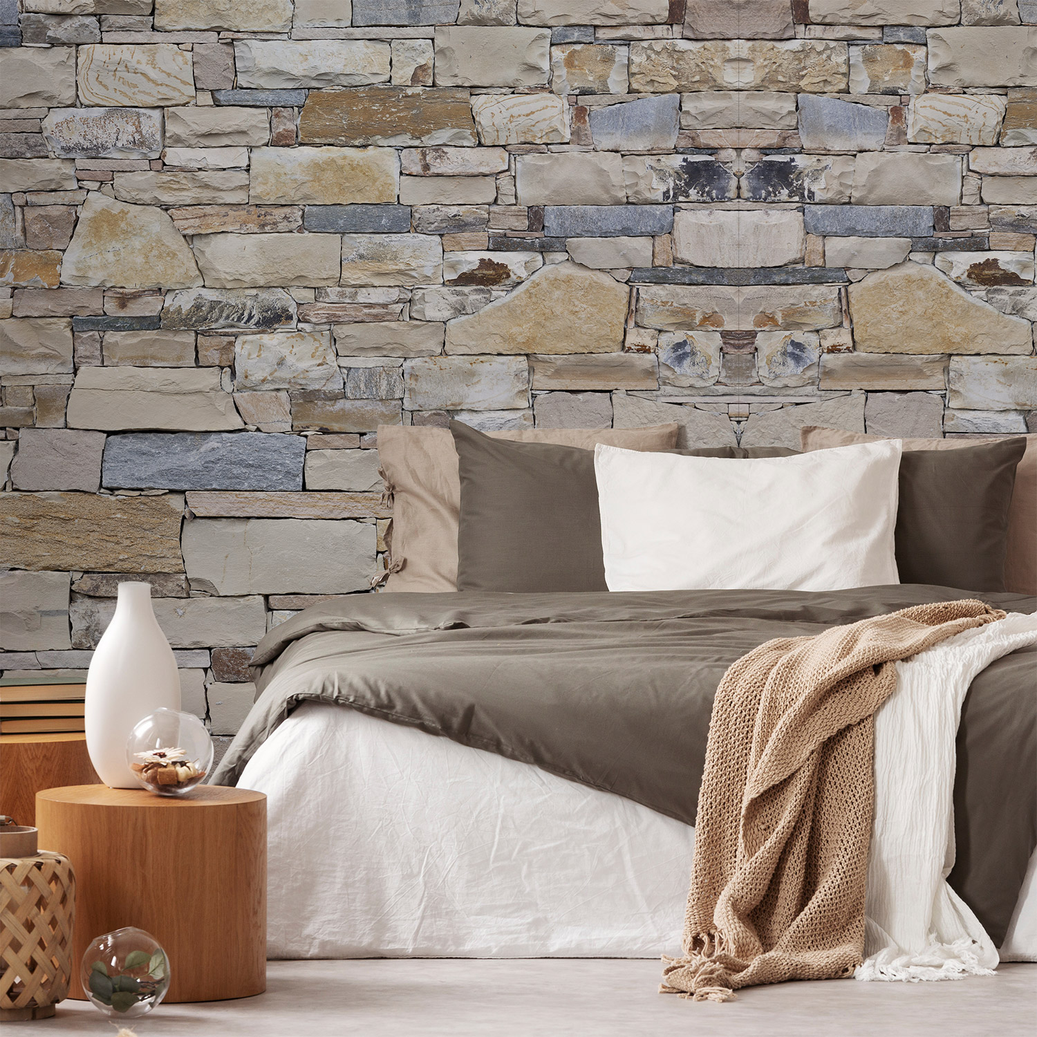 Wandverkleidung für das Schlafzimmer mit Stein V3 Motiv