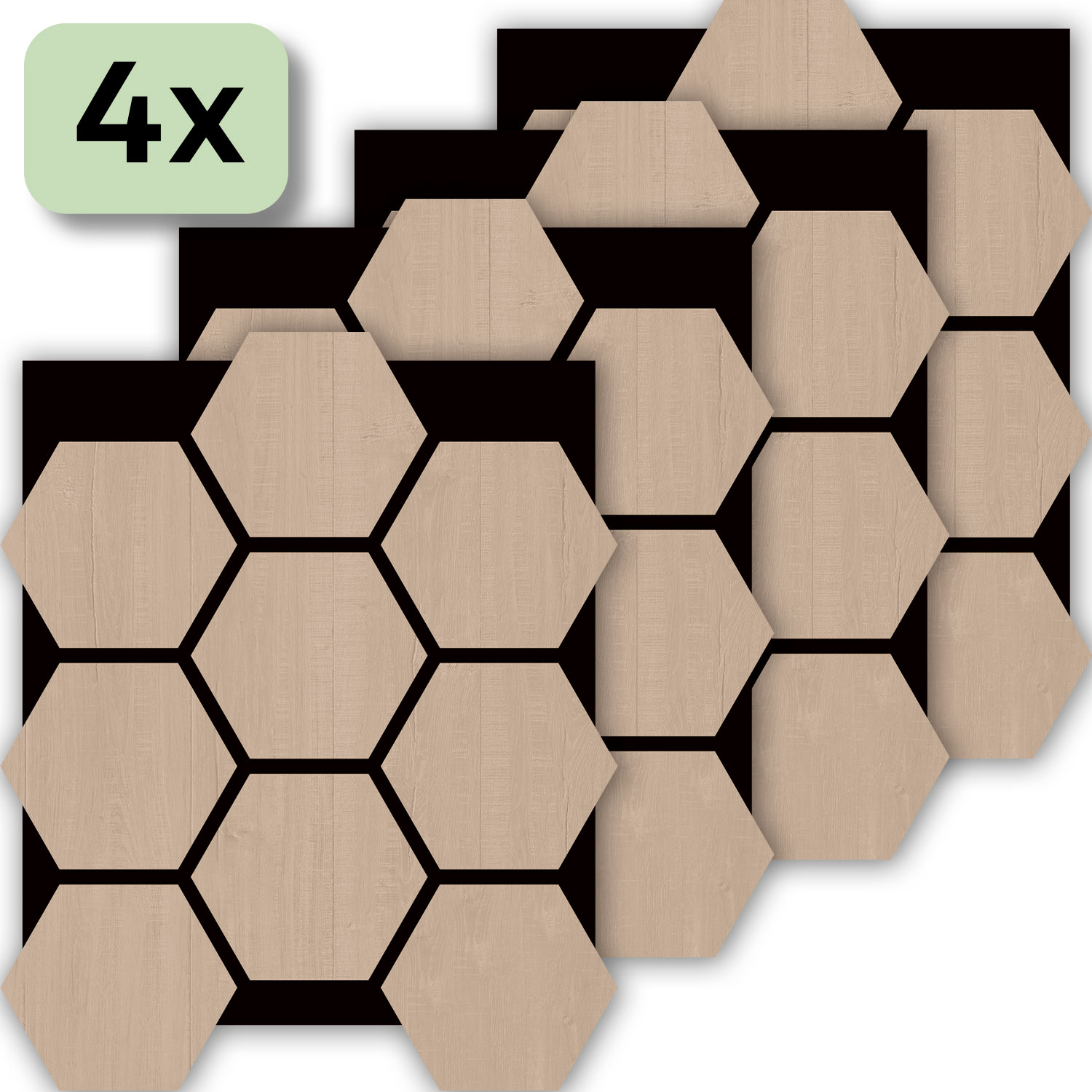 Akustikpaneel Hexagon, Farbe: Oak, 4 Stück