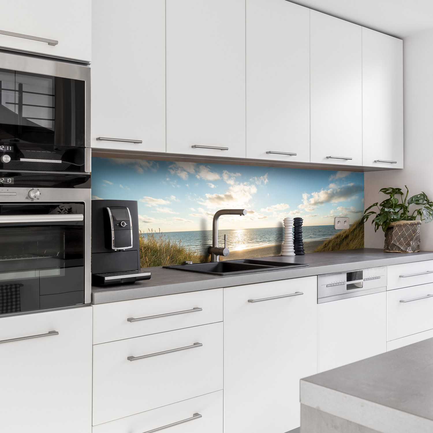 Küchenrückwand mit Dünengras V2 Motiv als Fliesenersatz und Spritzschutz