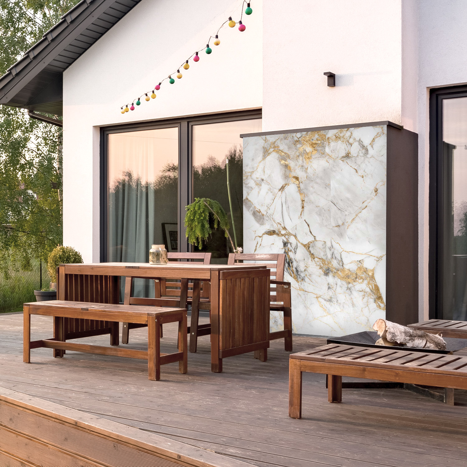 Wandverkleidung für den Outdoorbereich mit Marmor V21 Motiv