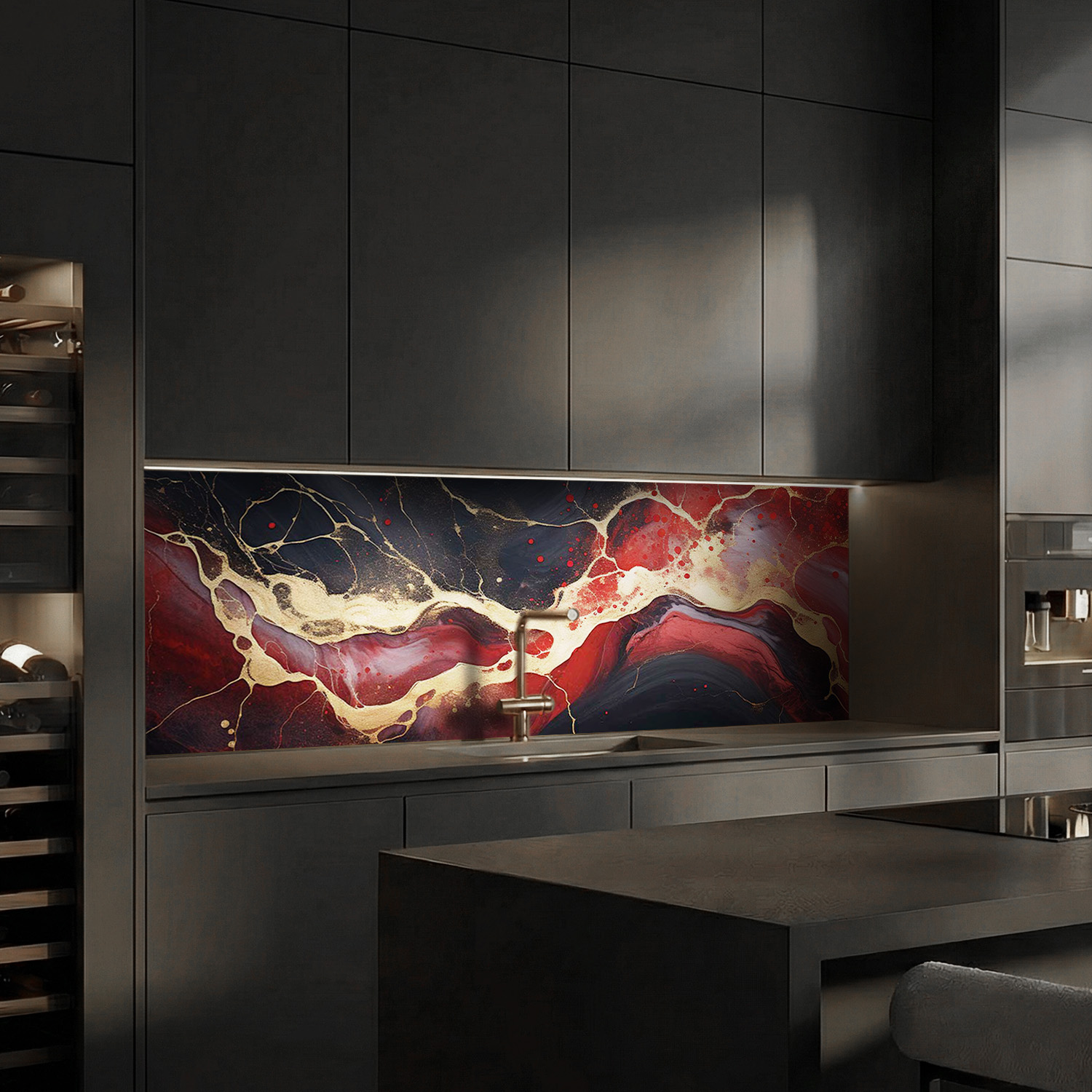Küchenrückwand mit Marmor V23 Motiv als Fliesenersatz und Spritzschutz