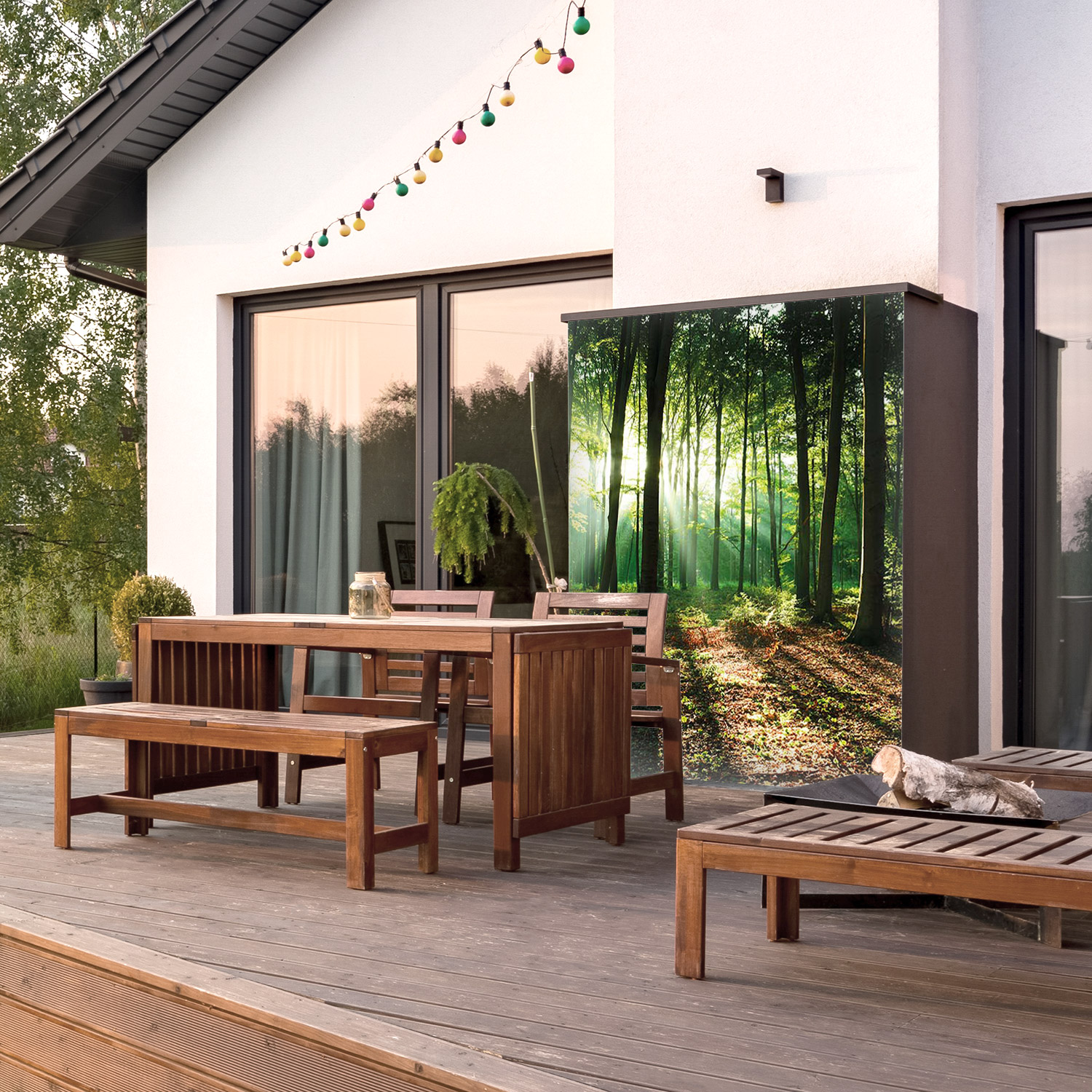 Wandverkleidung für den Outdoorbereich mit Wald V5 Motiv