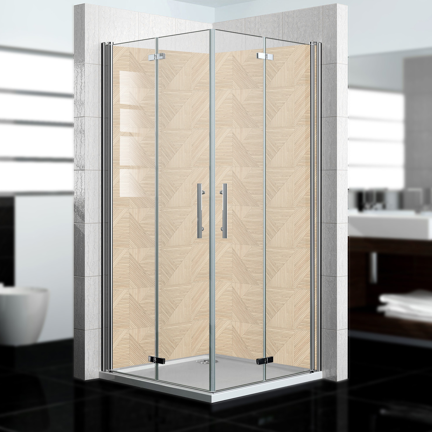 Duschrückwand mit Skandi V1 Motiv, als Badrückwand zum Fliesenersatz Duschrückwand mit Skandi V1 Motiv, als Badrückwand zum Fliesenersatz