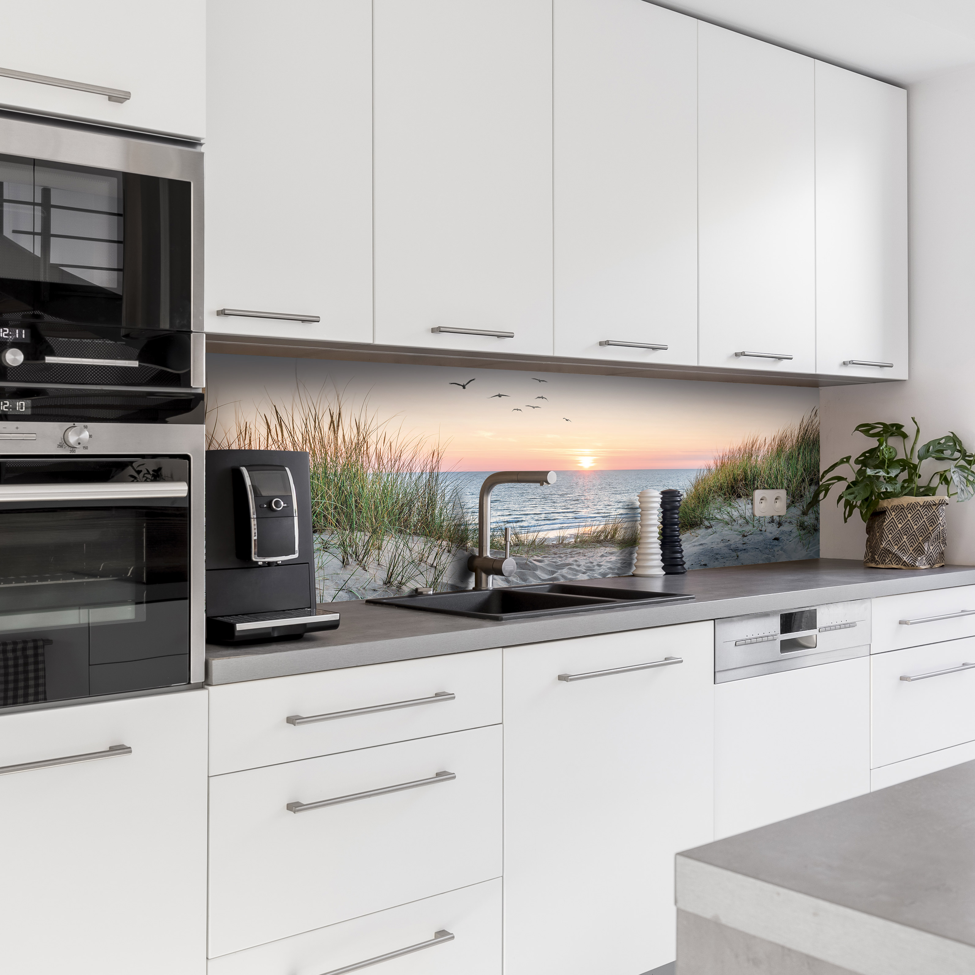 Küchenrückwand mit Dünengras V5 Motiv als Fliesenersatz und Spritzschutz 