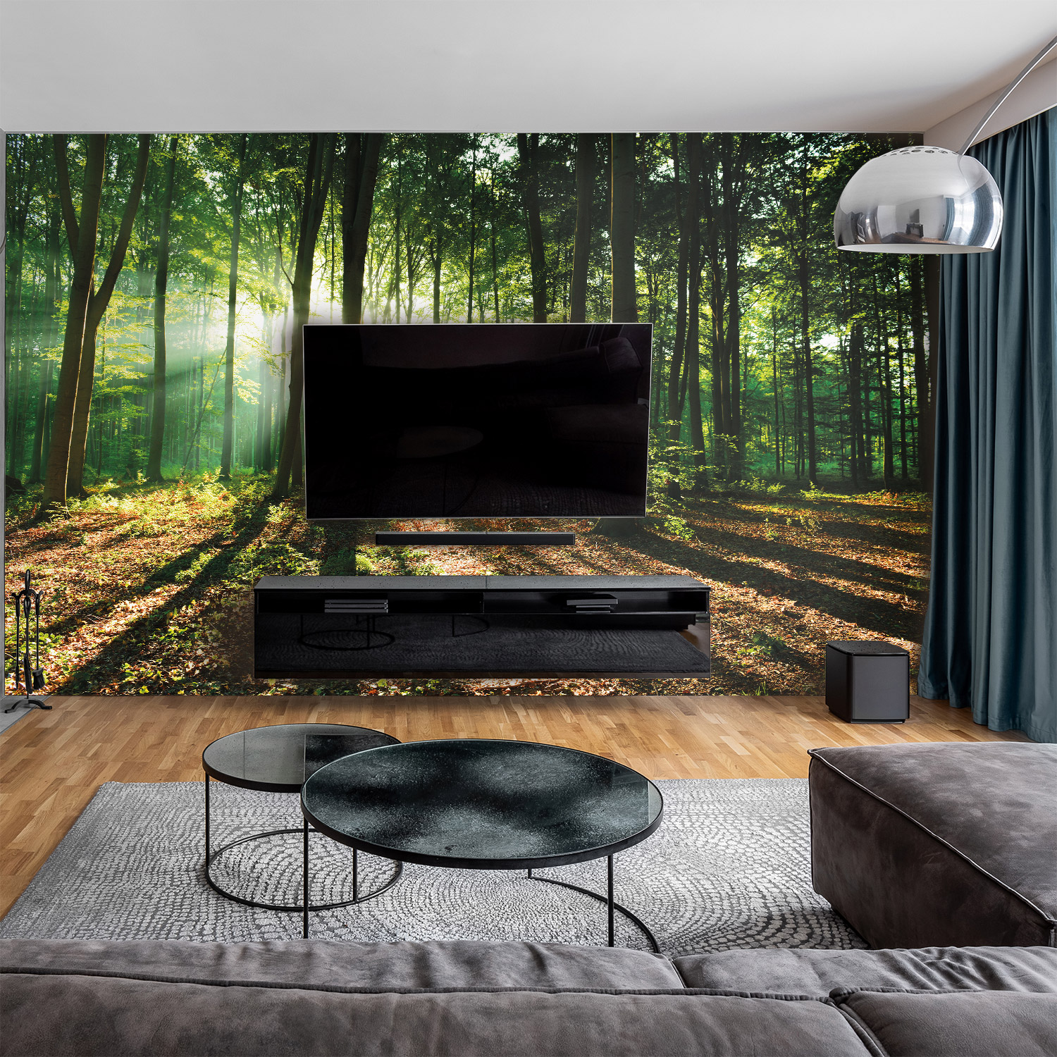 Wandverkleidung für das Wohnzimmer mit Wald V5 Motiv Wandverkleidung für das Wohnzimmer mit Wald V5 Motiv