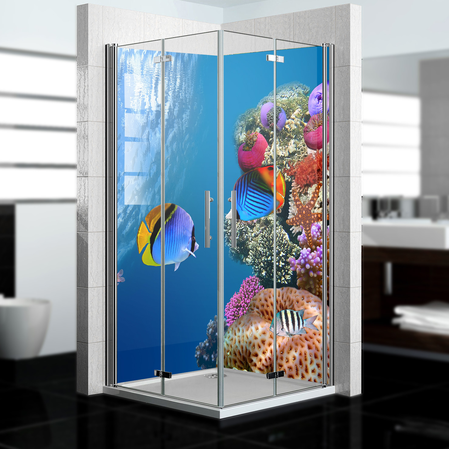 Duschrückwand mit Ozean V8 Motiv, als Badrückwand zum Fliesenersatz Duschrückwand mit Ozean V8 Motiv, als Badrückwand zum Fliesenersatz