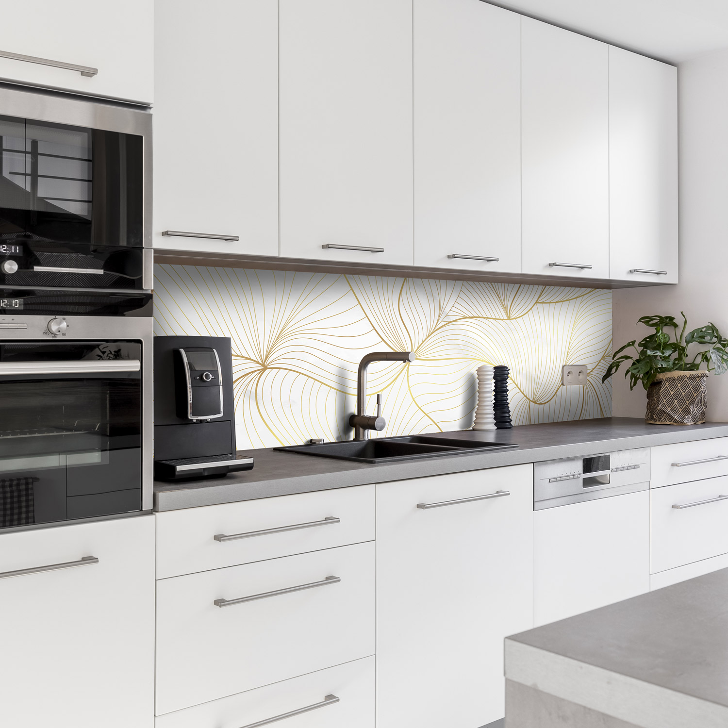Küchenrückwand mit Abstrakt V2 Motiv als Fliesenersatz und Spritzschutz