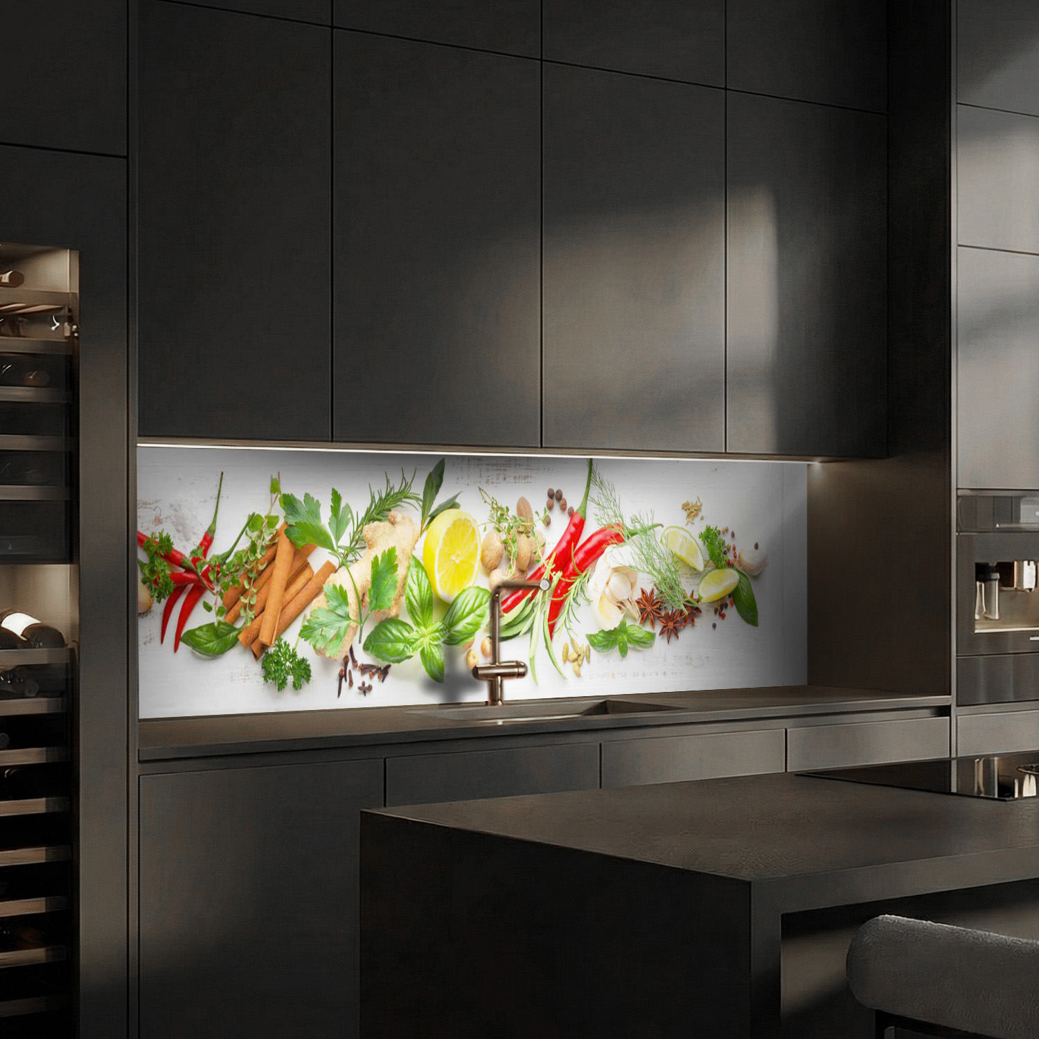 Küchenrückwand mit Obst & Gemüse V2 Motiv als Fliesenersatz und Spritzschutz