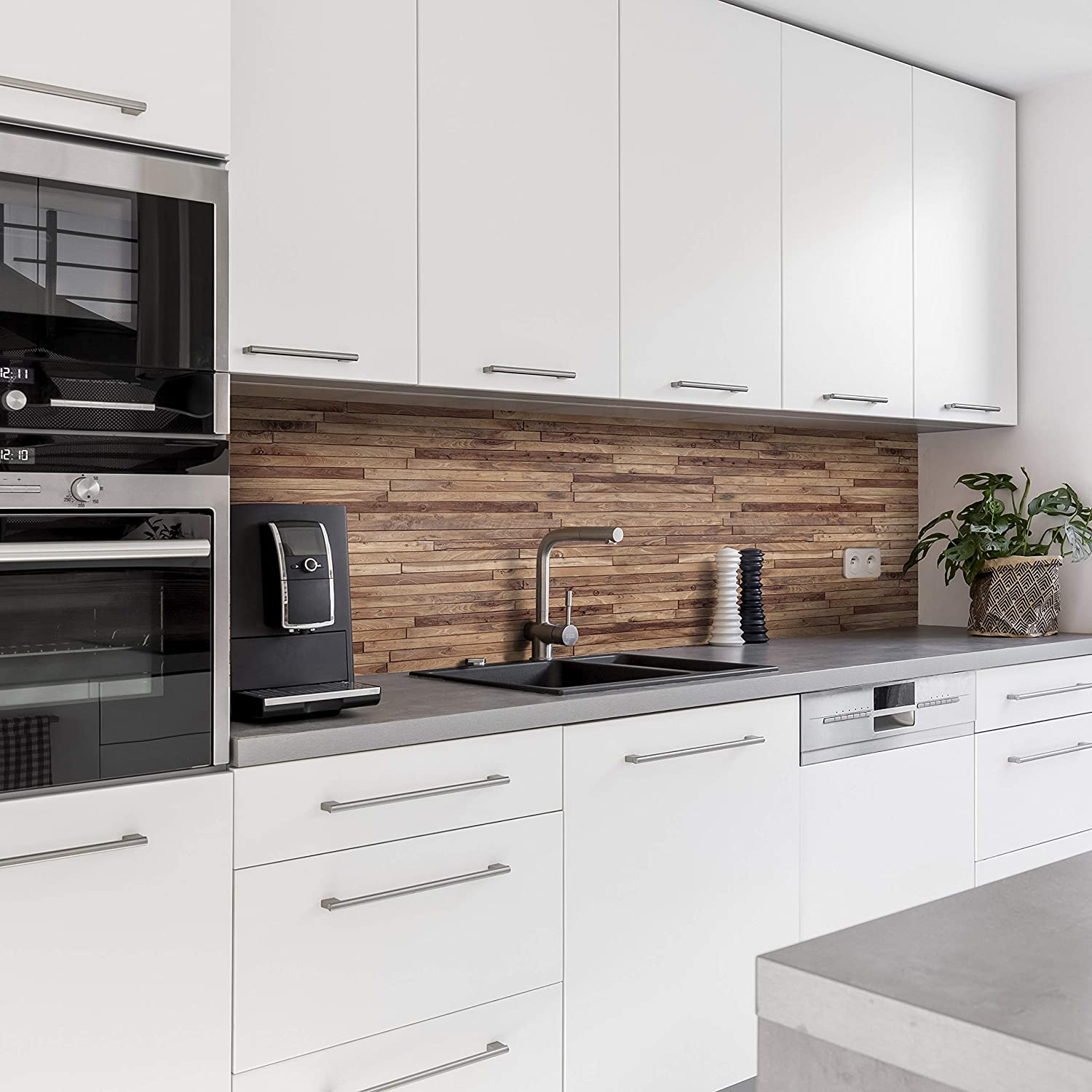 Küchenrückwand mit Holz V1 Motiv als Fliesenersatz und Spritzschutz
