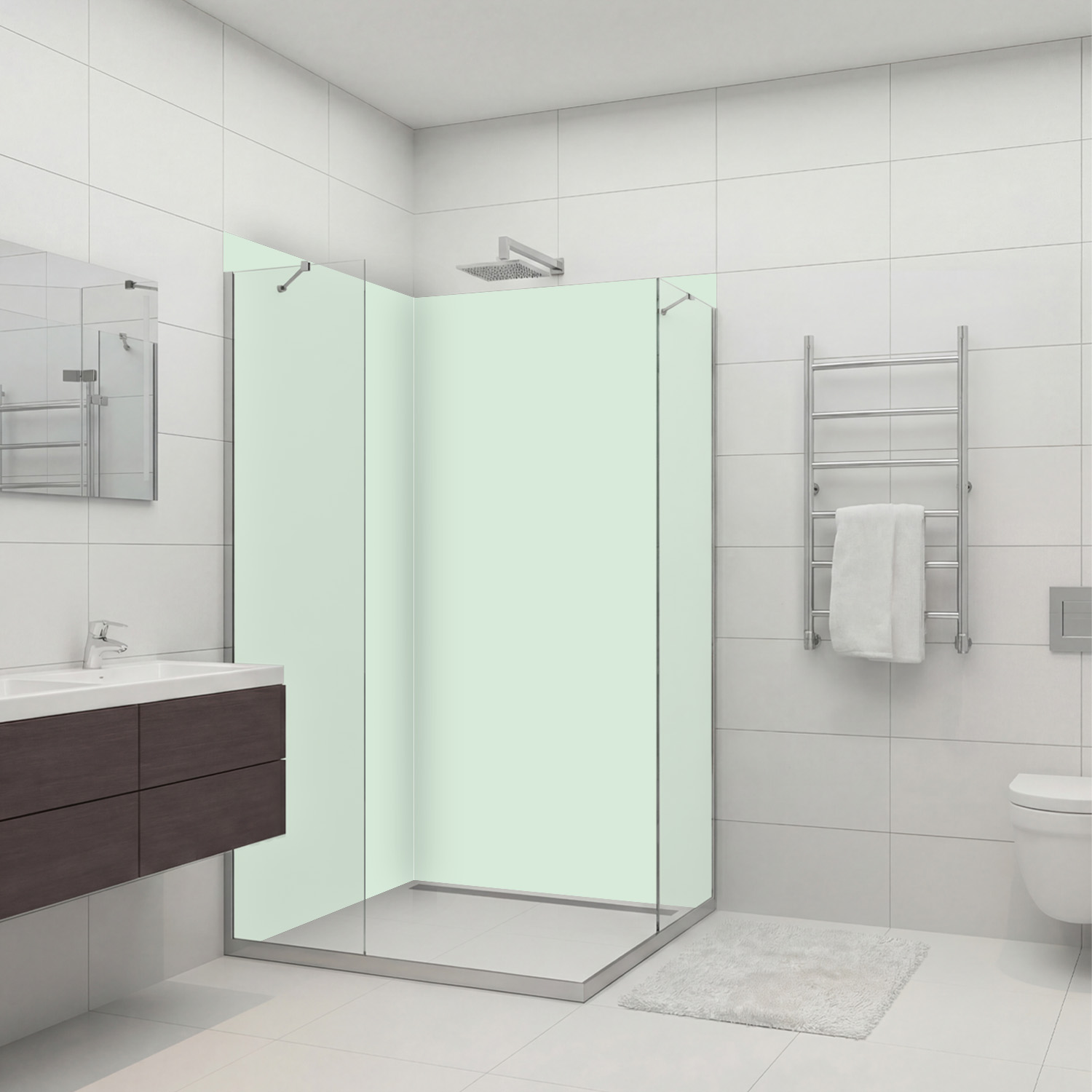 Duschrückwand mit Unifarben Motiv, als Badrückwand zum Fliesenersatz