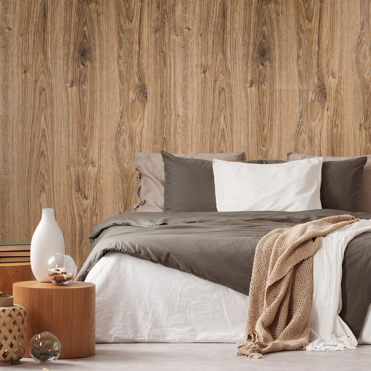 schlafzimmerrückwand mit holz v1 motiv als wandverkleidung und