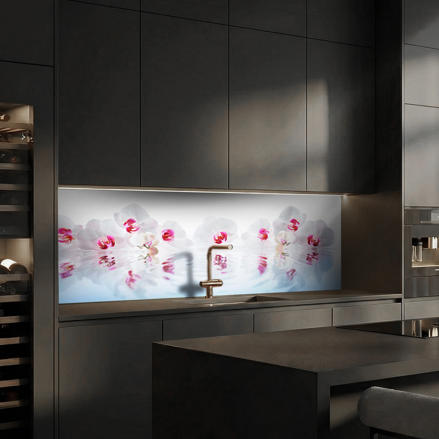 Küchenrückwand mit Blumen V1 Motiv als Fliesenersatz und Spritzschutz